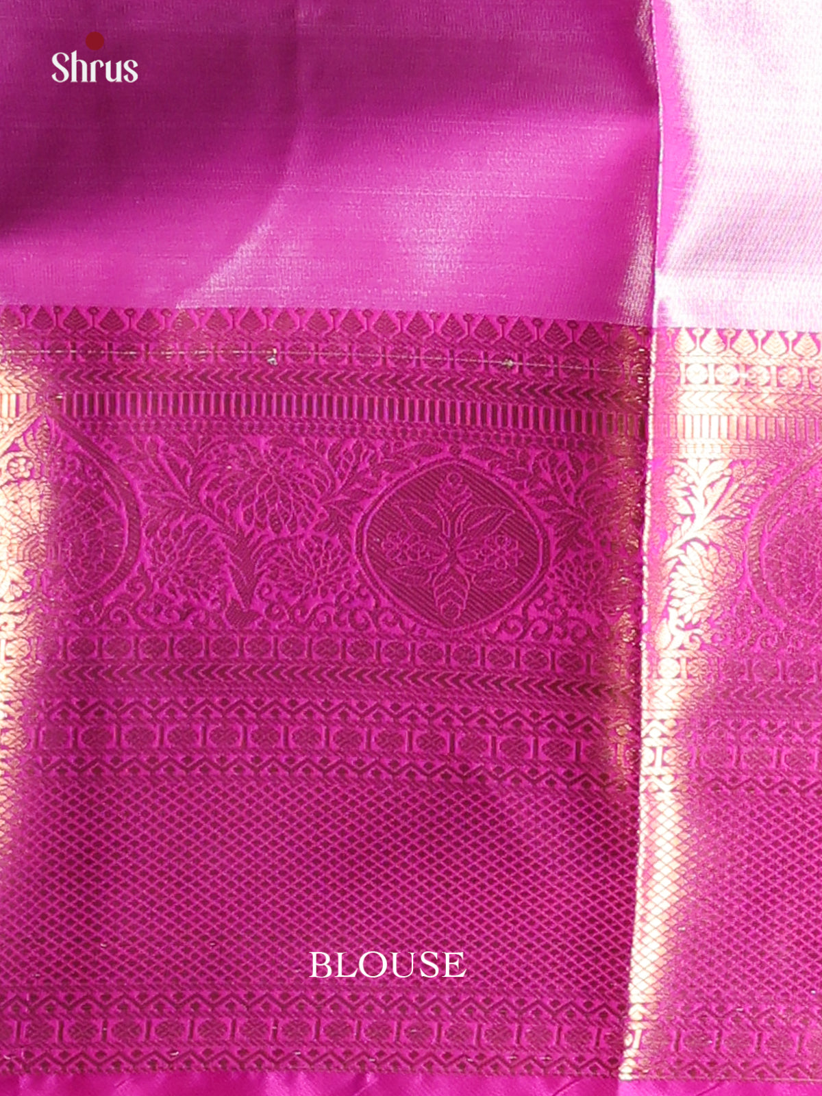 Cream & Majenta- Kanchipuram-halfpure Saree - Shop on Shrus.com