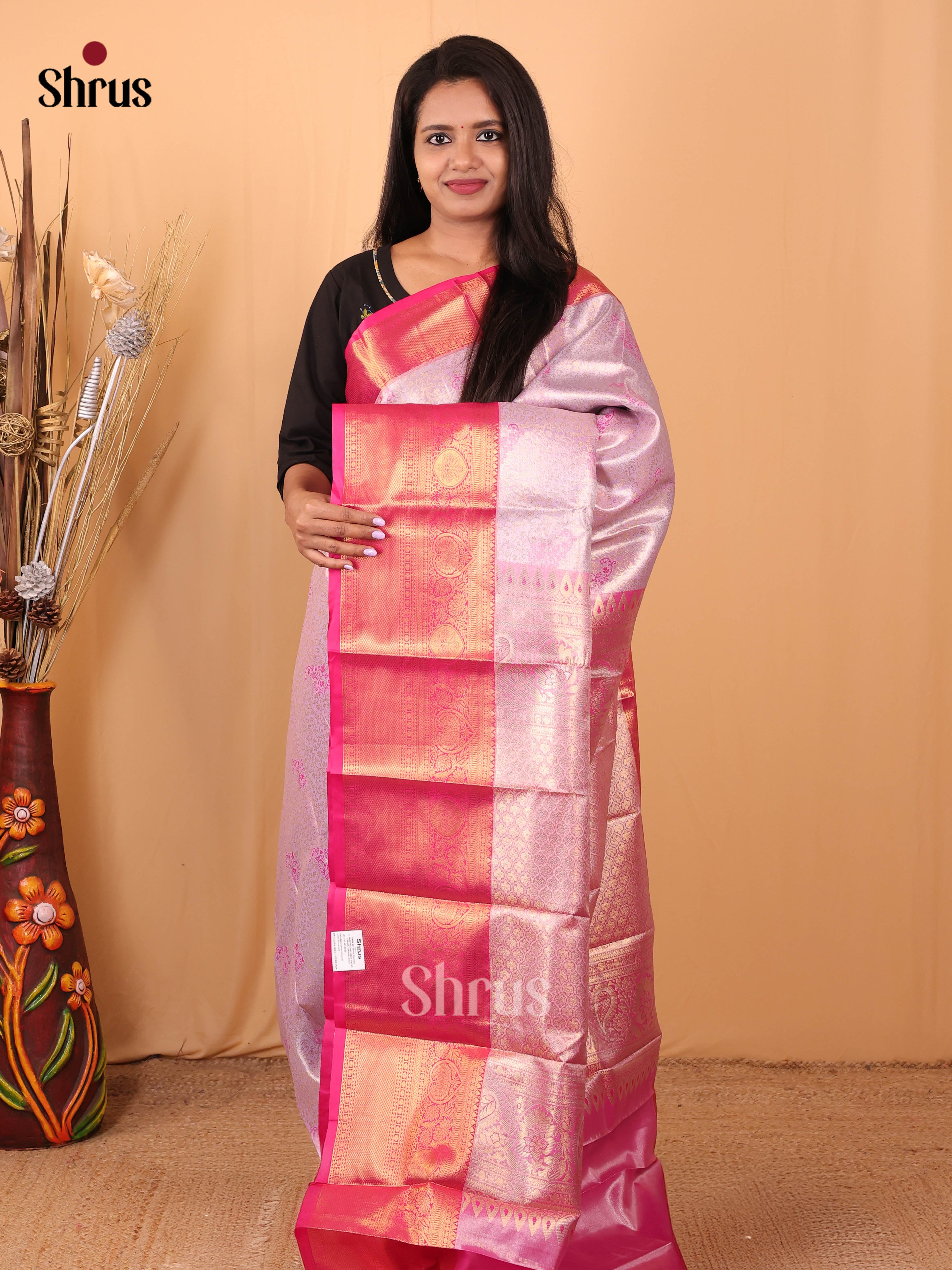 Lavender & Pink - Kanchipuram-halfpure Saree - Shop on Shrus.com
