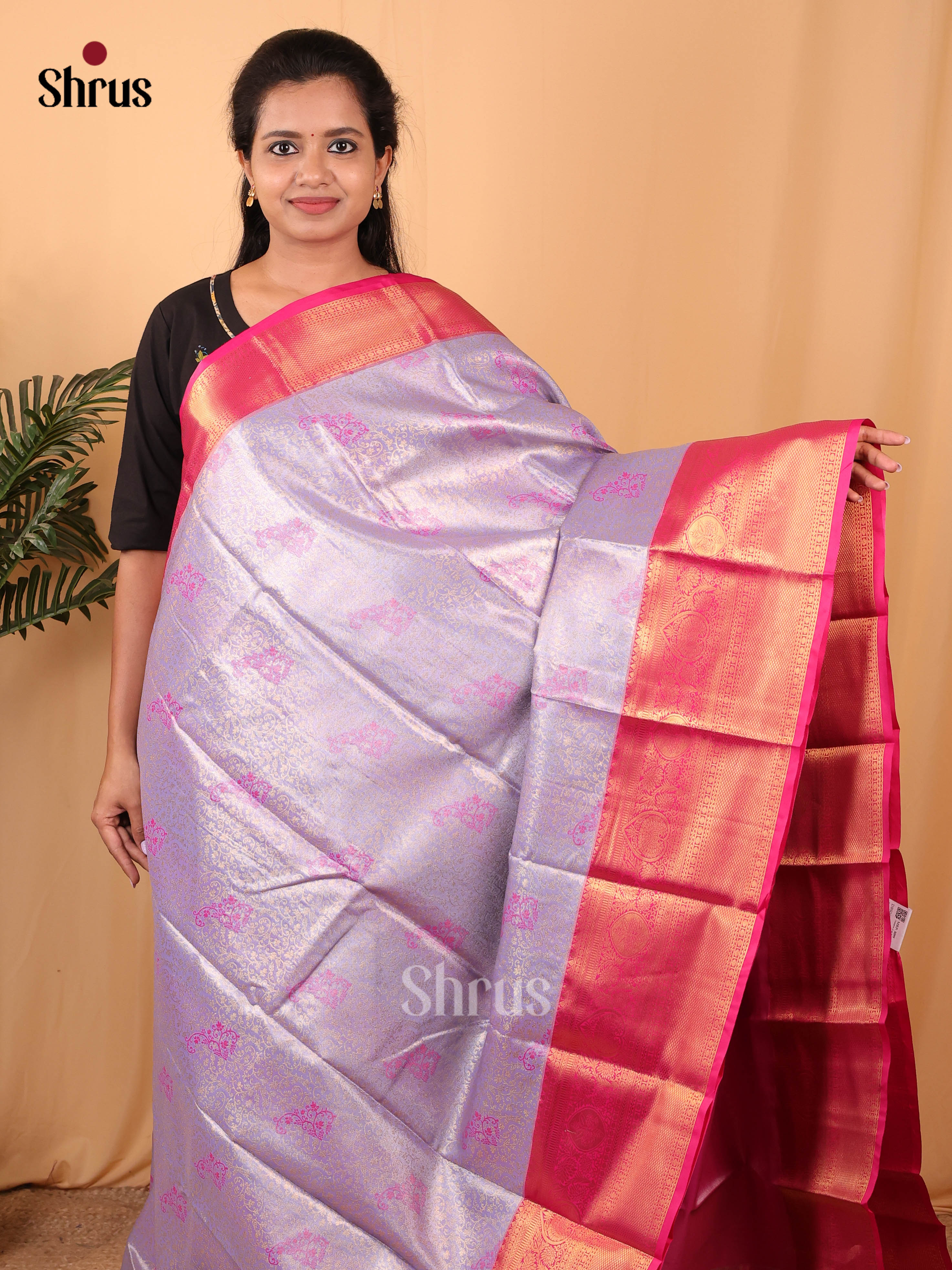 Lavender & Pink - Kanchipuram-halfpure Saree - Shop on Shrus.com