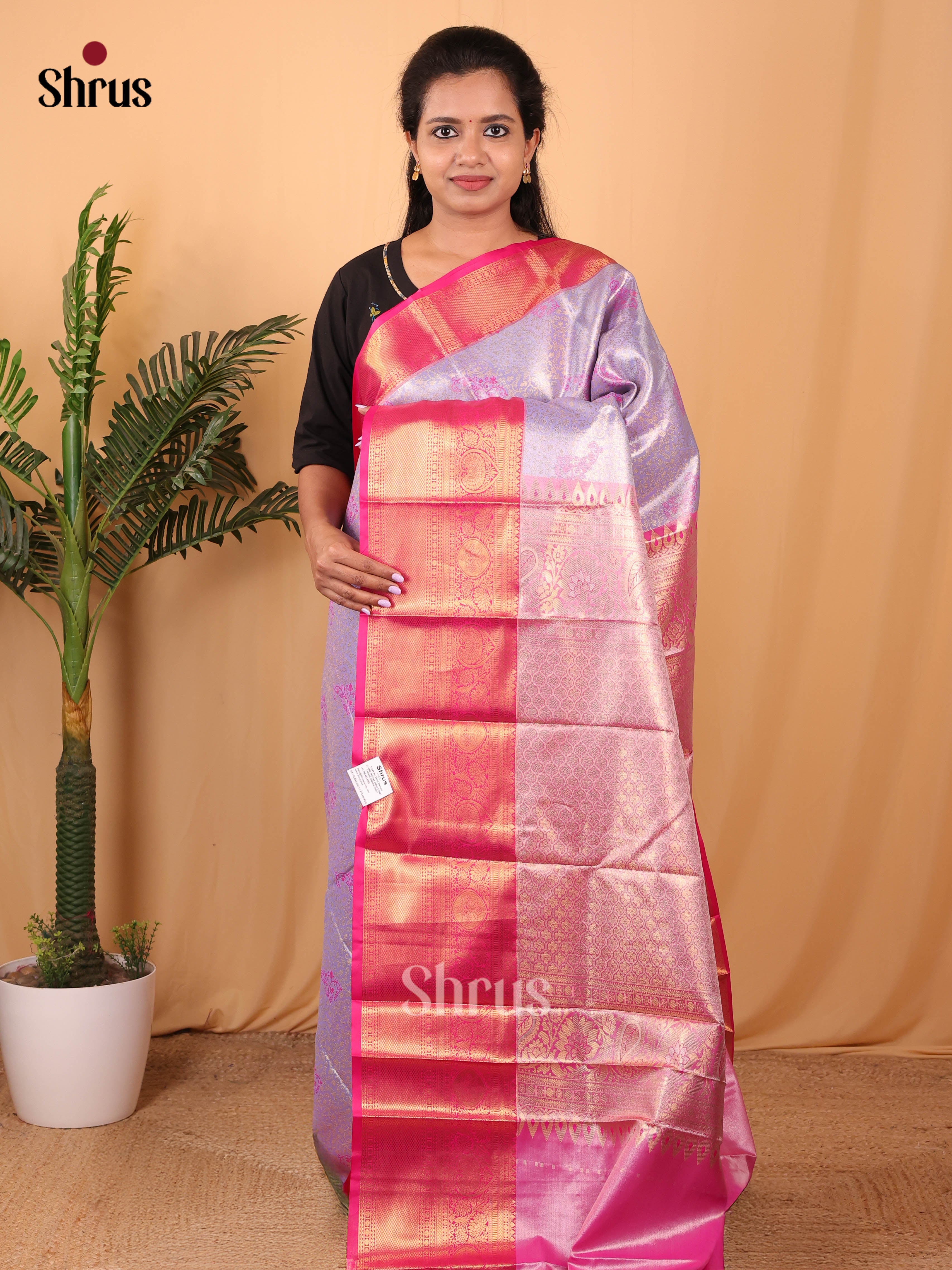 Lavender & Pink - Kanchipuram-halfpure Saree - Shop on Shrus.com