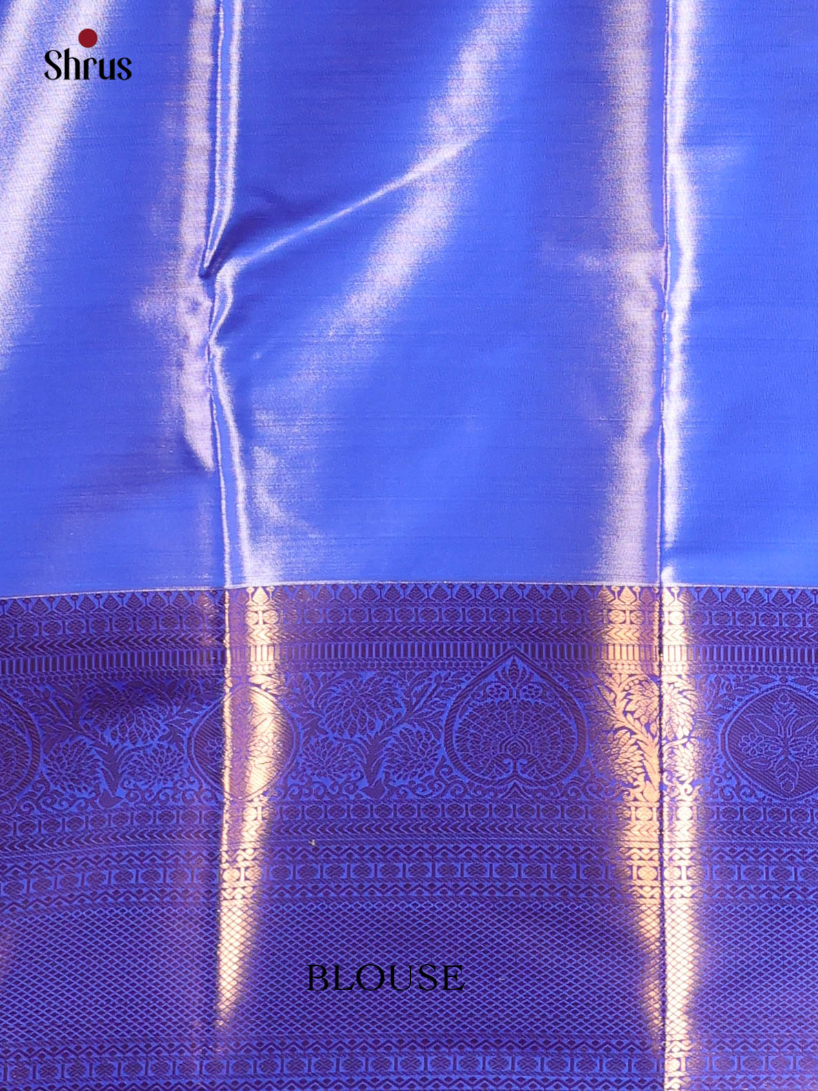 Cream & Blue - Kanchipuram-halfpure Saree - Shop on Shrus.com
