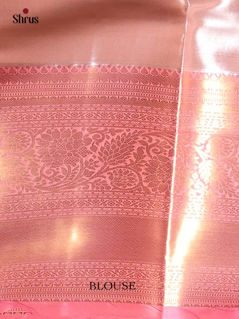 Yellow & Pink - Kanchipuram-halfpure Saree - Shop on Shrus.com