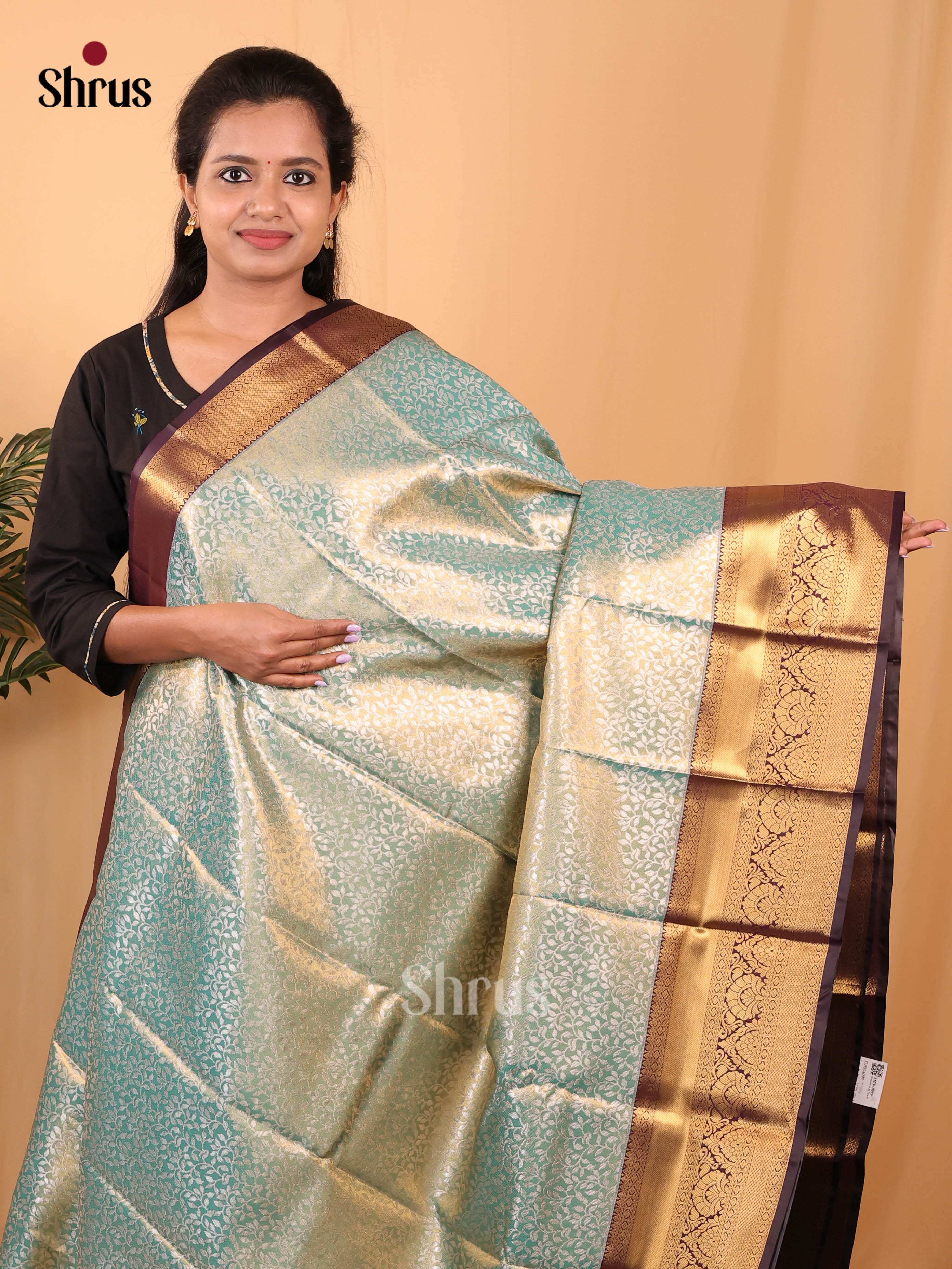 Blue & Brown - Kanchipuram-halfpure Saree - Shop on Shrus.com