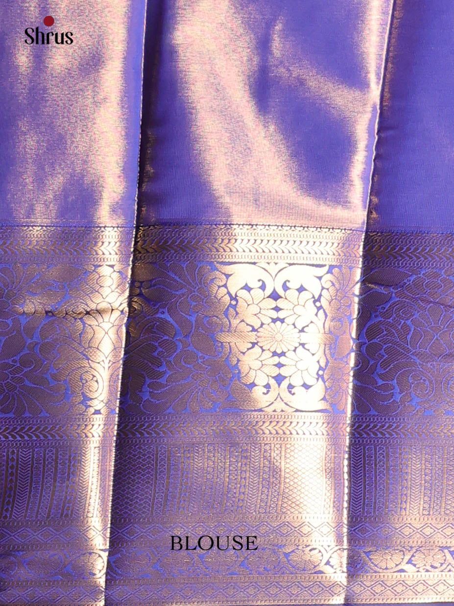 Cream & Blue - Kanchipuram-halfpure Saree - Shop on Shrus.com