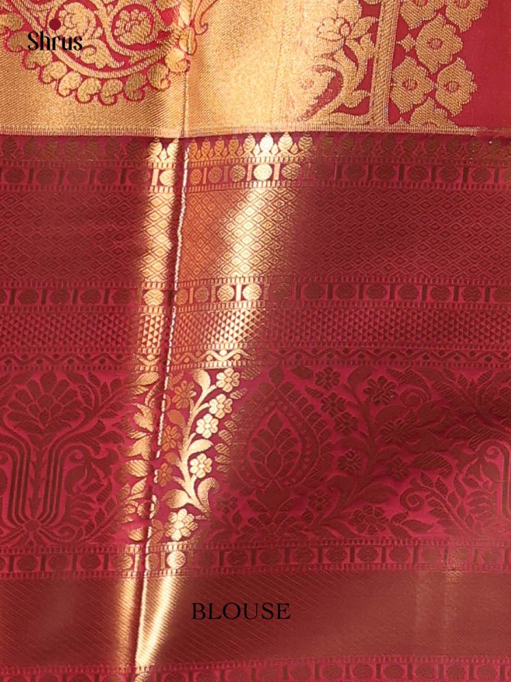 Blue & Maroon - Kanchipuram-halfpure Saree - Shop on Shrus.com