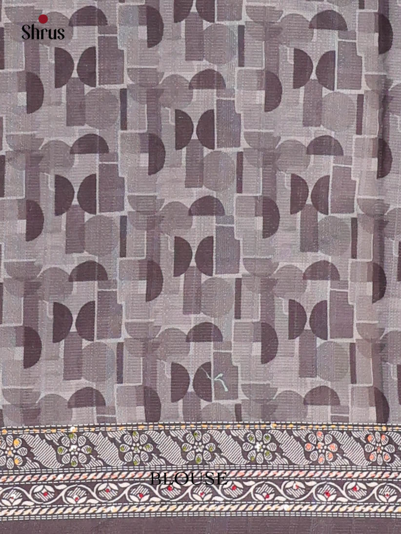 Grey - Semi Kantha Saree - Shop on Shrus.com