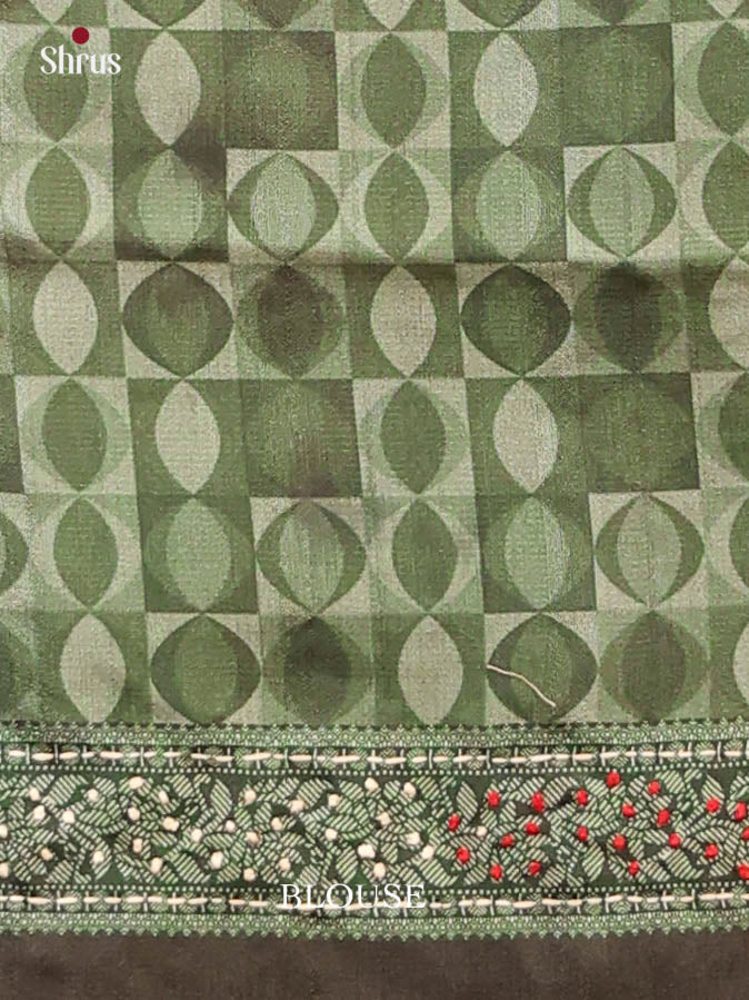 Green - Semi Kantha Saree - Shop on Shrus.com