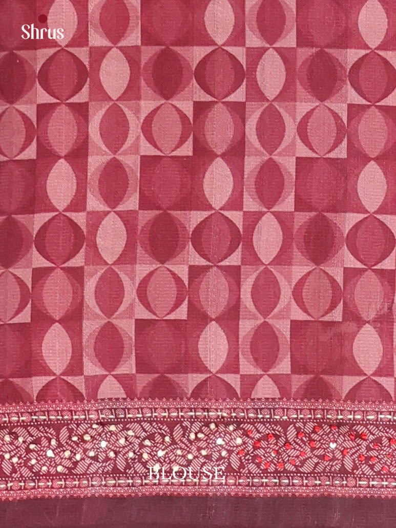Onion Pink - Semi Kantha Saree - Shop on Shrus.com