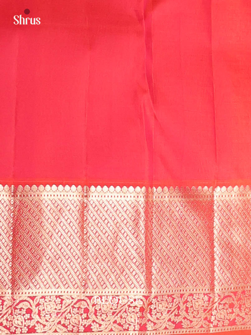 Light Orange Kanchipuram silk Saree With Zari Woven Foral Brocade Design-2