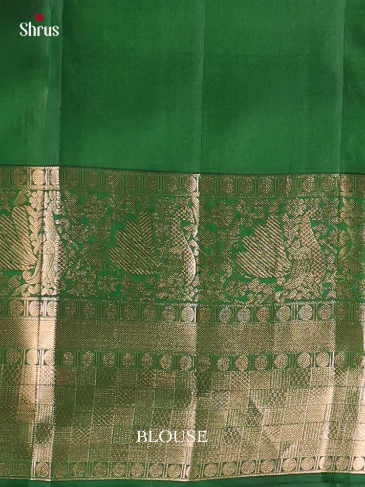 Green Kanchipuram silk Saree With Zari Woven Floral Brocade Design-2