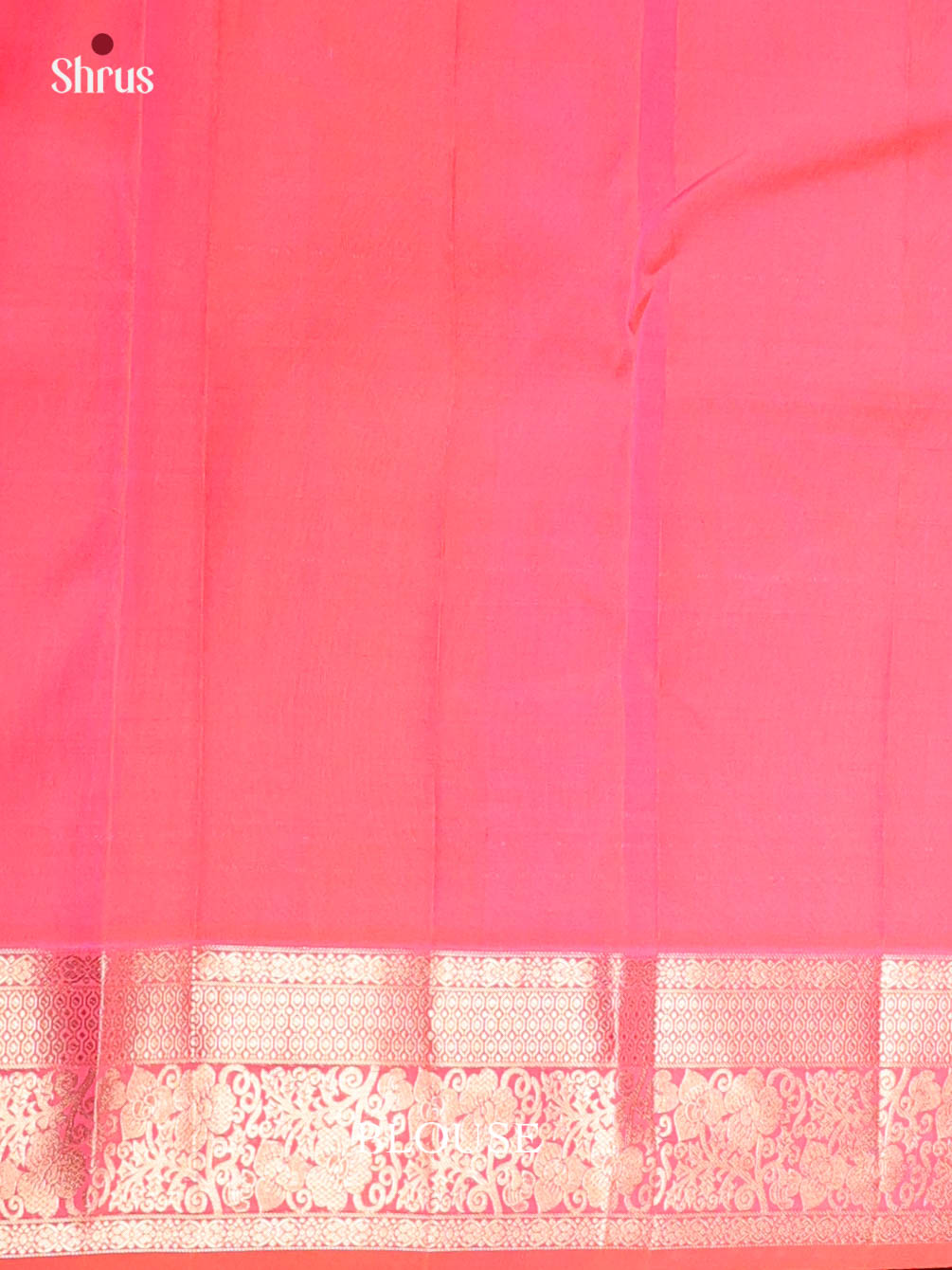 Orangish Pink Kanchipuram silk Saree With Zari Woven Floral Brocade Design - Shop on Shrus.com