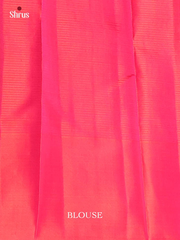 Peacock Green & Orangish Pink- Kanchipuram silk Saree - Shop on Shrus.com