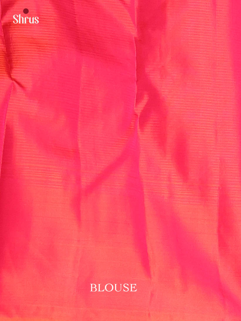 Yellow & Orangish Pink - Kanchipuram silk Saree - Shop on Shrus.com