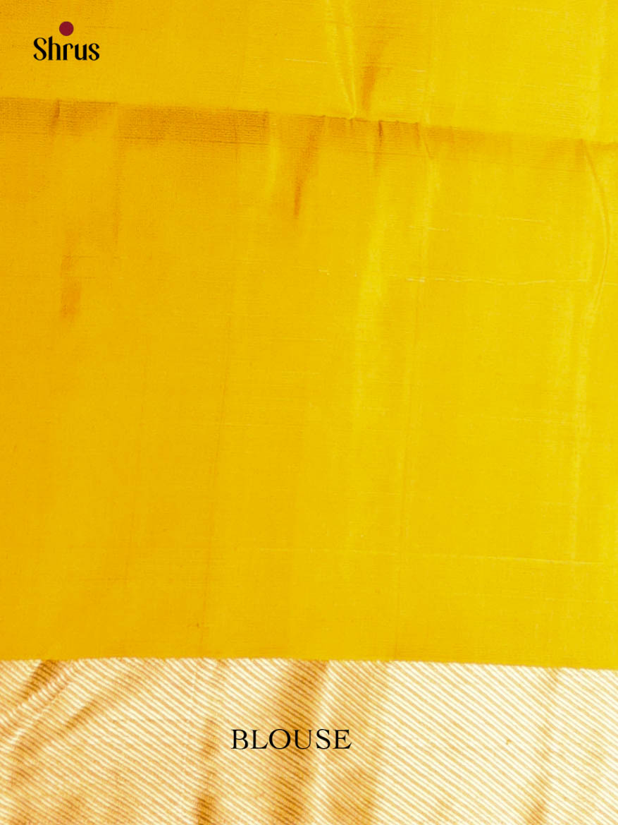 Lustrous Mustard Soft Silk Saree With Floral Zari Motifs, Self Zari Border & Brocade Pallu - Shop on Shrus.com