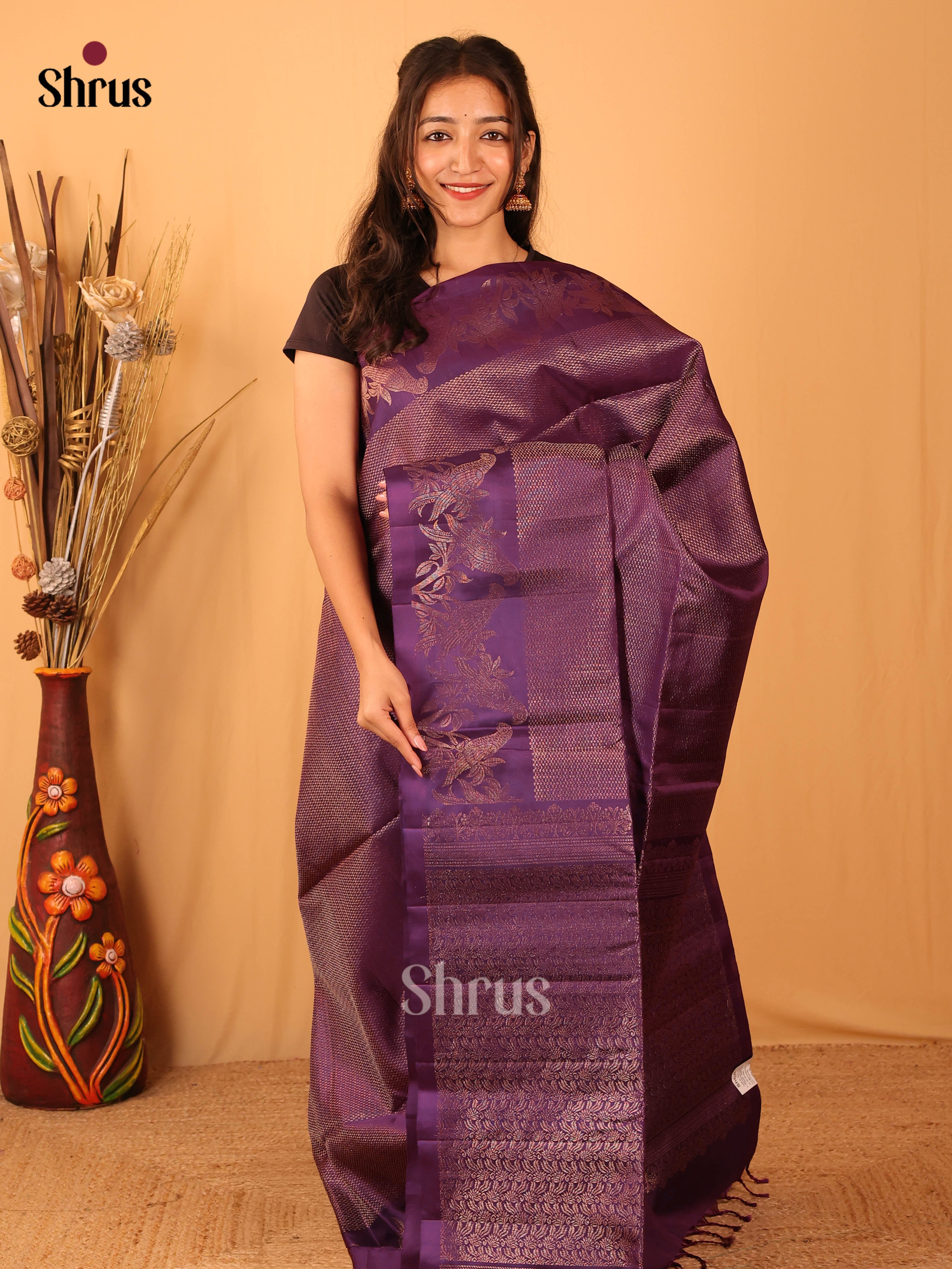 Violet(Single Tone) - Soft Silk Saree - Shop on Shrus.com