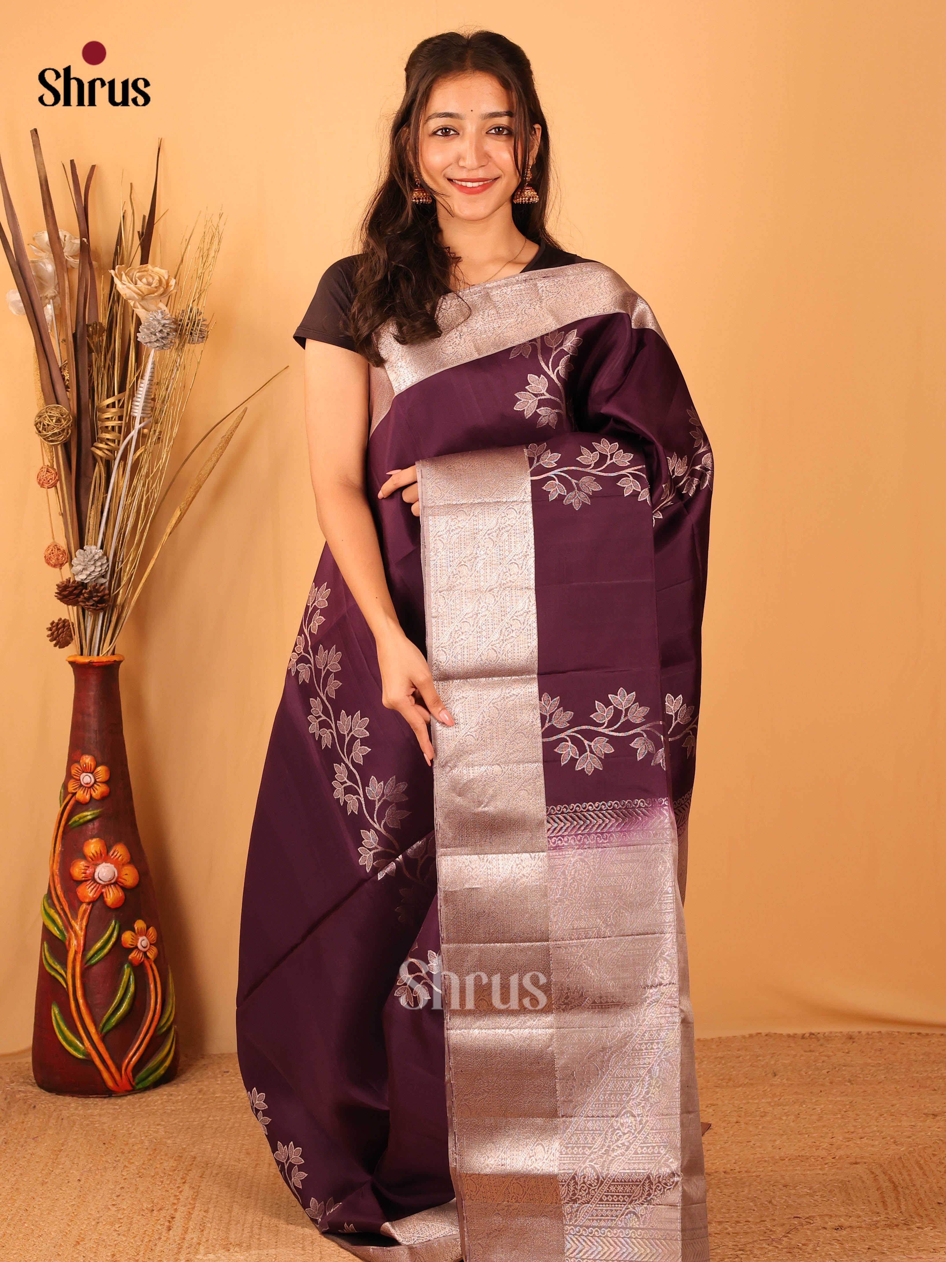 Jamun & Dusty Pink - Soft Silk Saree - Shop on Shrus.com