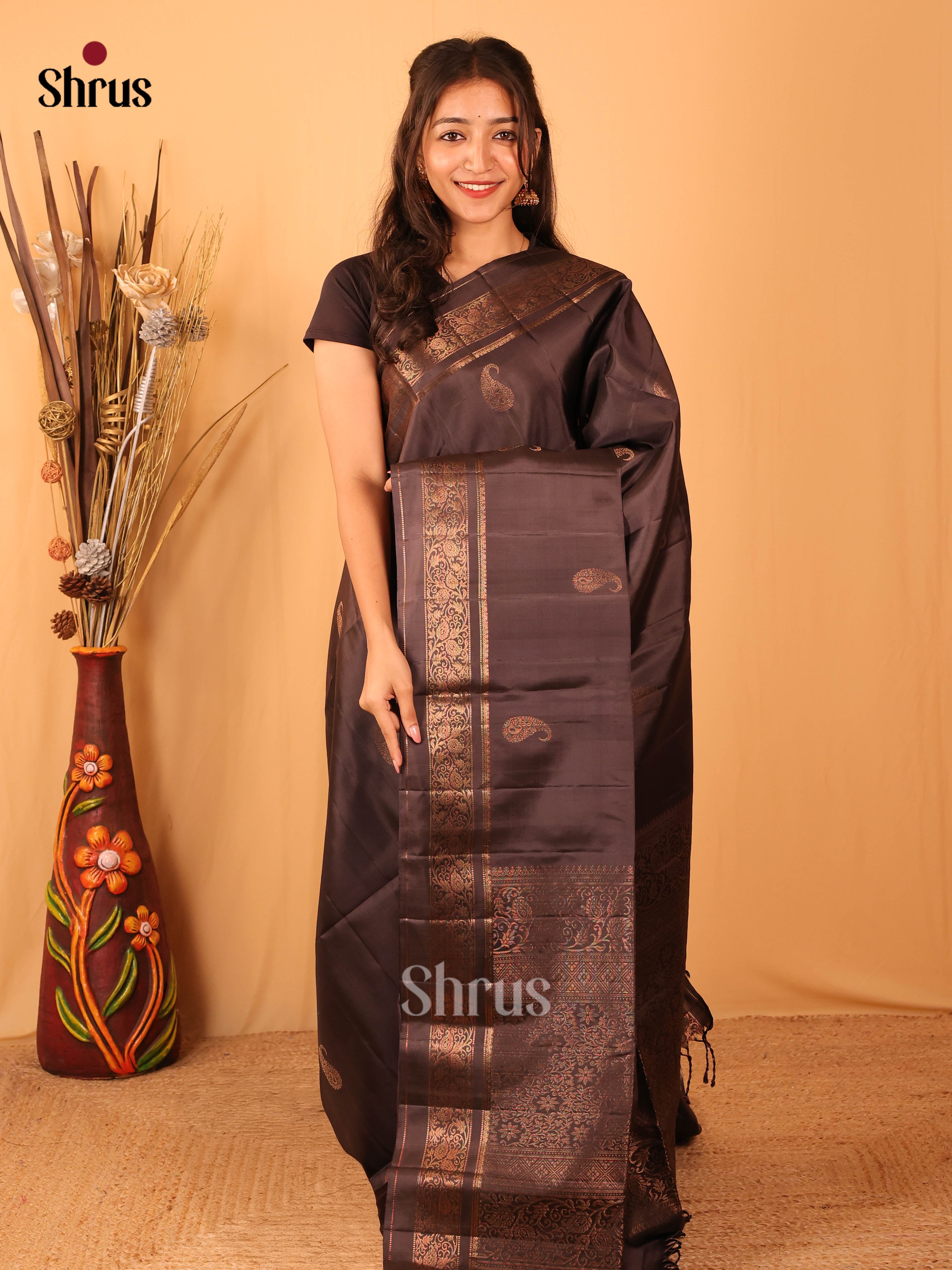 Brown(Single Tone) - Soft Silk Saree - Shop on Shrus.com