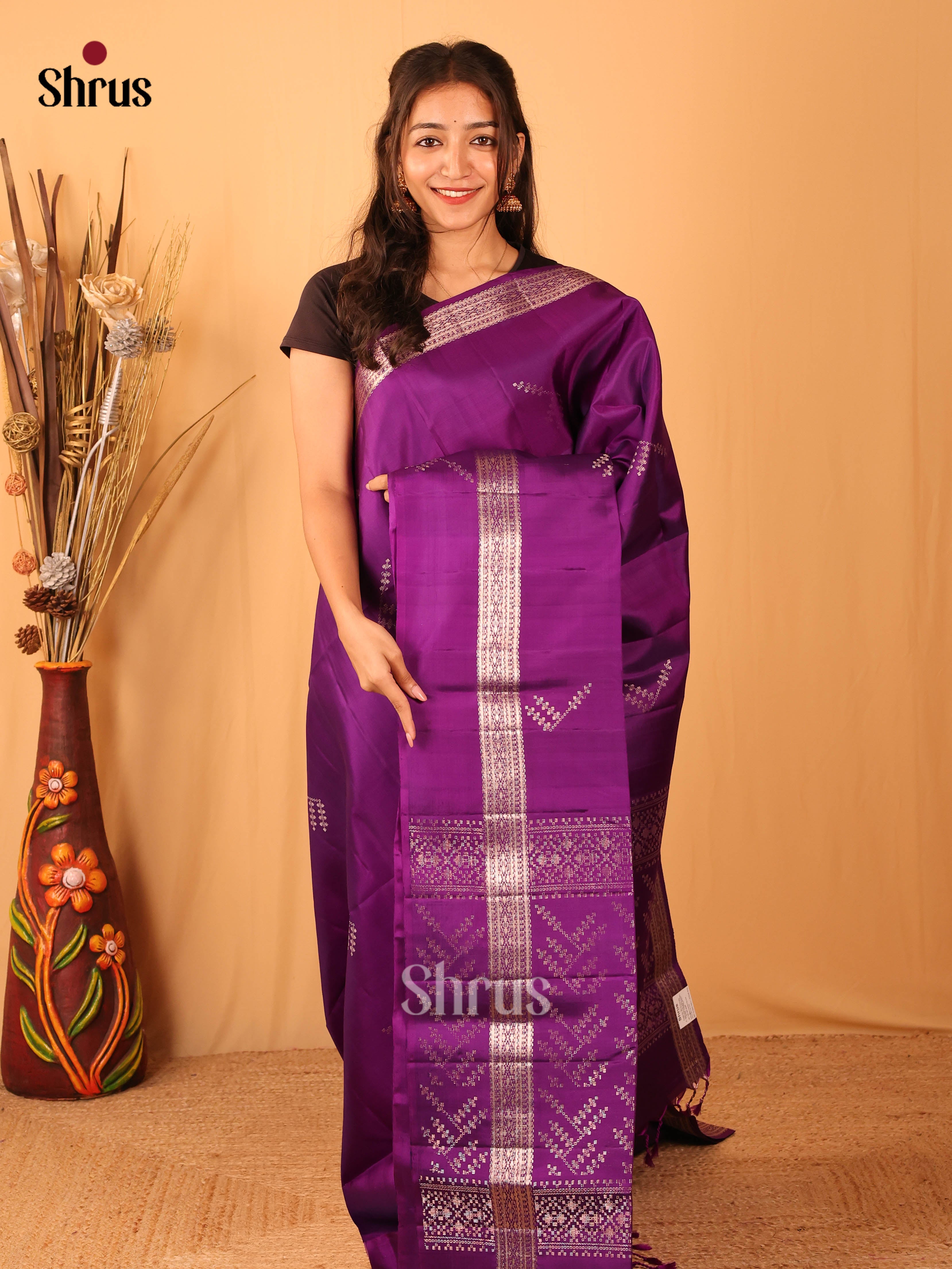 Purple(Single Tone) - Soft Silk Saree - Shop on Shrus.com