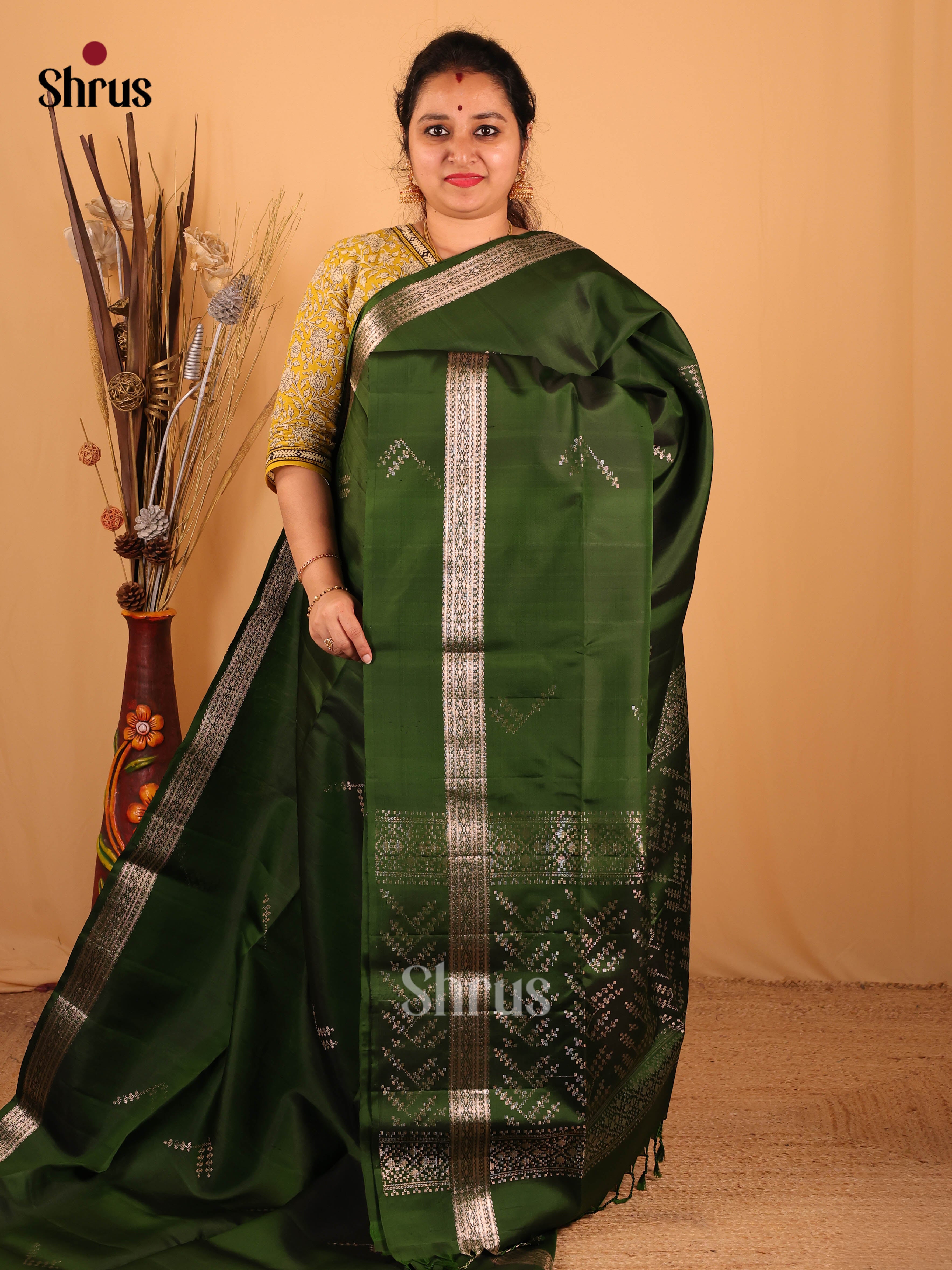 Green(Single Tone) - Soft Silk Saree - Shop on Shrus.com