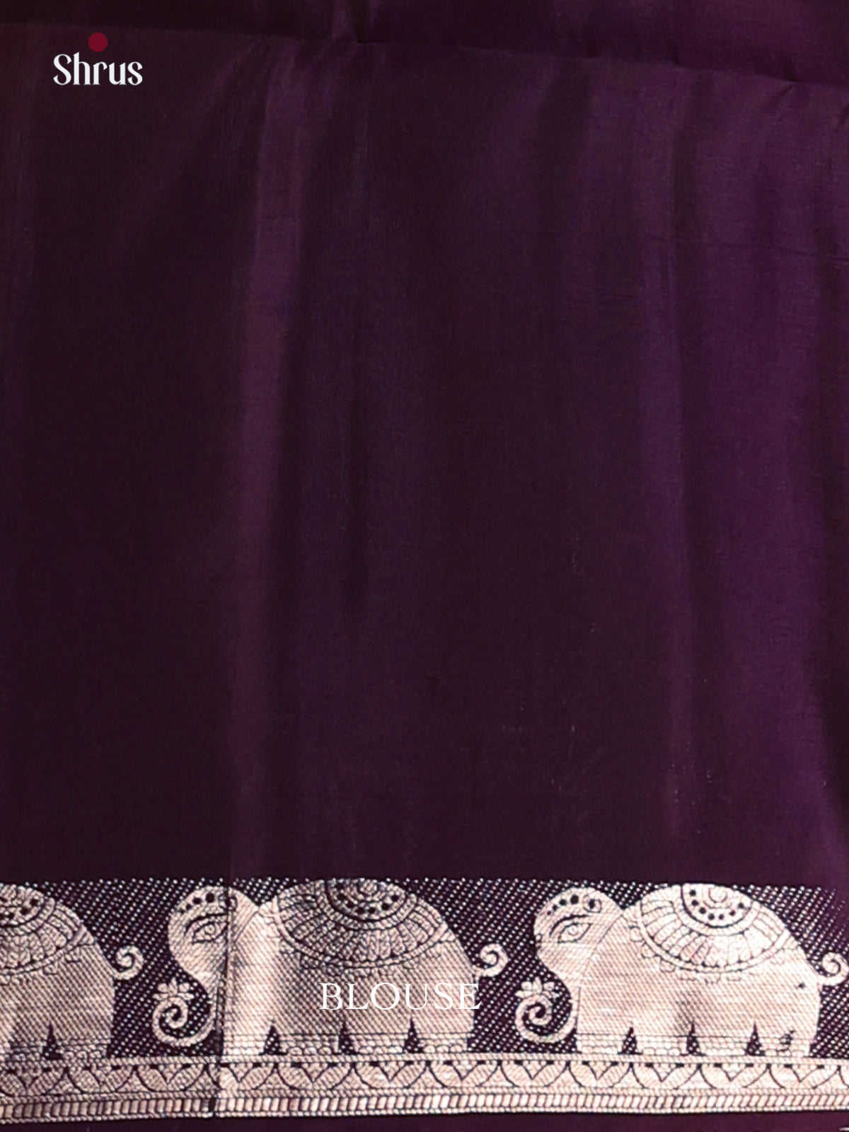 Bold Jamun Soft Silk Saree with Floral Zari Buttas, Elephant Border & Brocade Pallu - Shop on Shrus.com