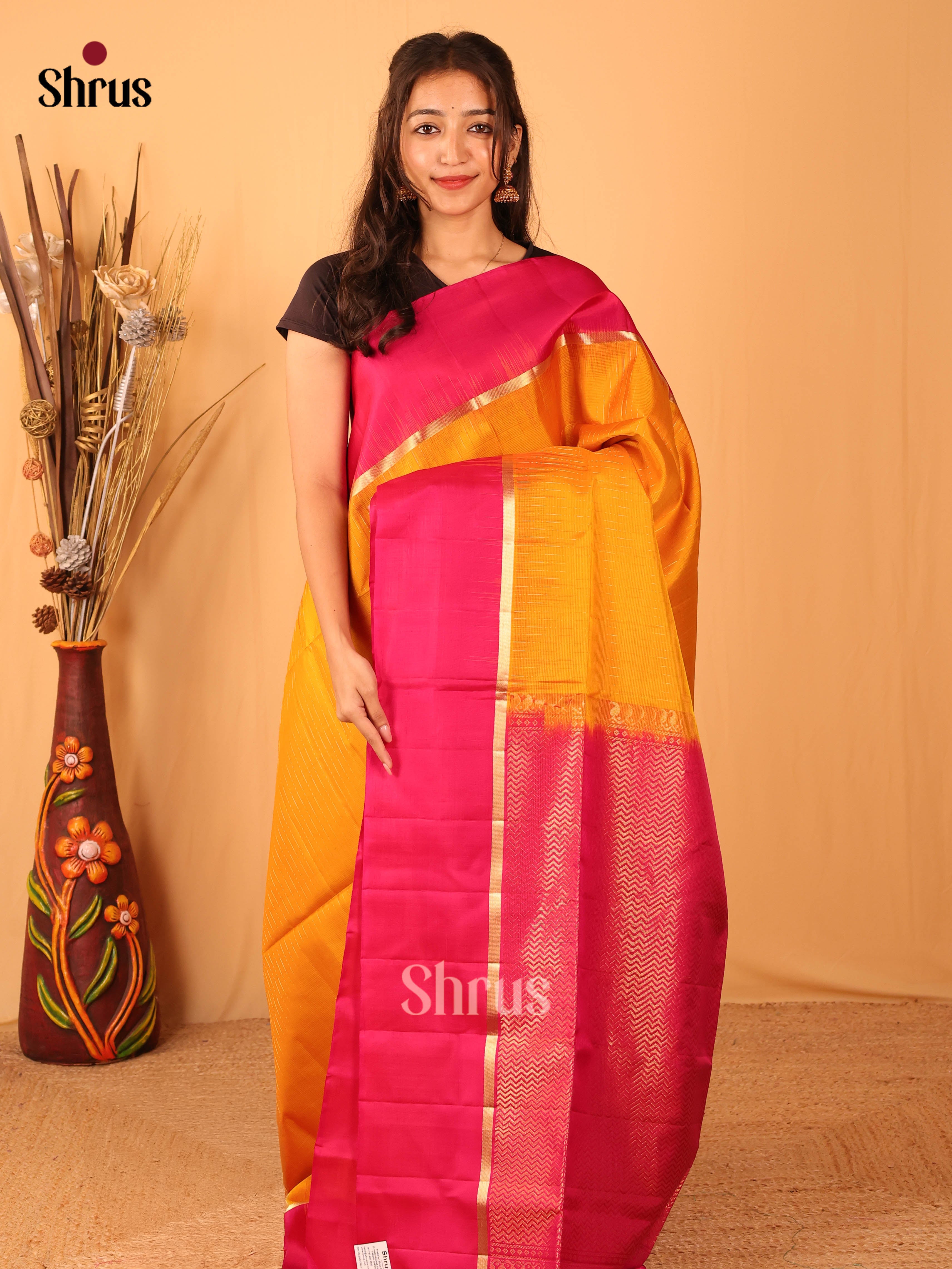 Mustard - Soft Silk Saree - Shop on Shrus.com