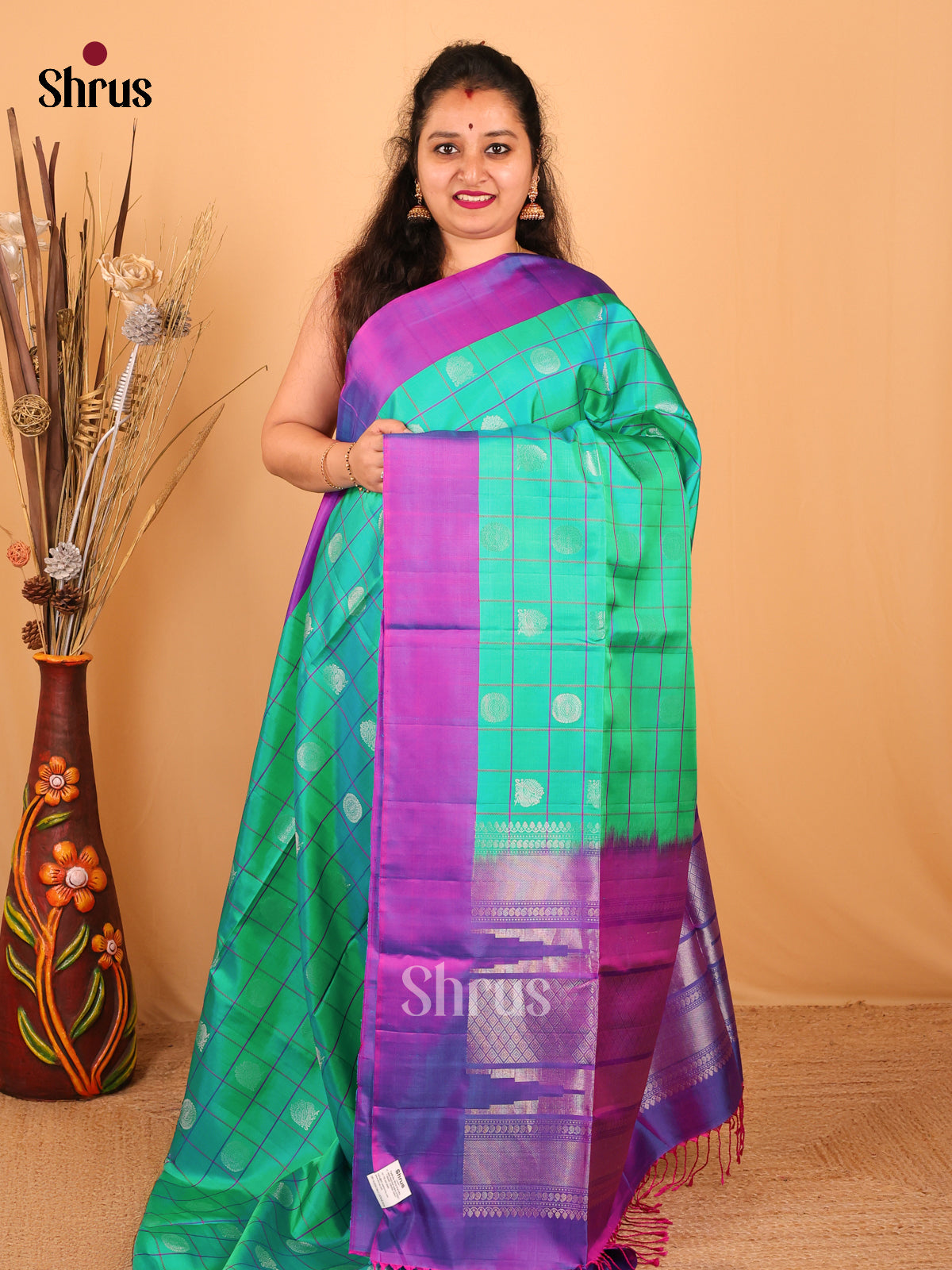 Green & Purple - Soft Silk Saree - Shop on Shrus.com