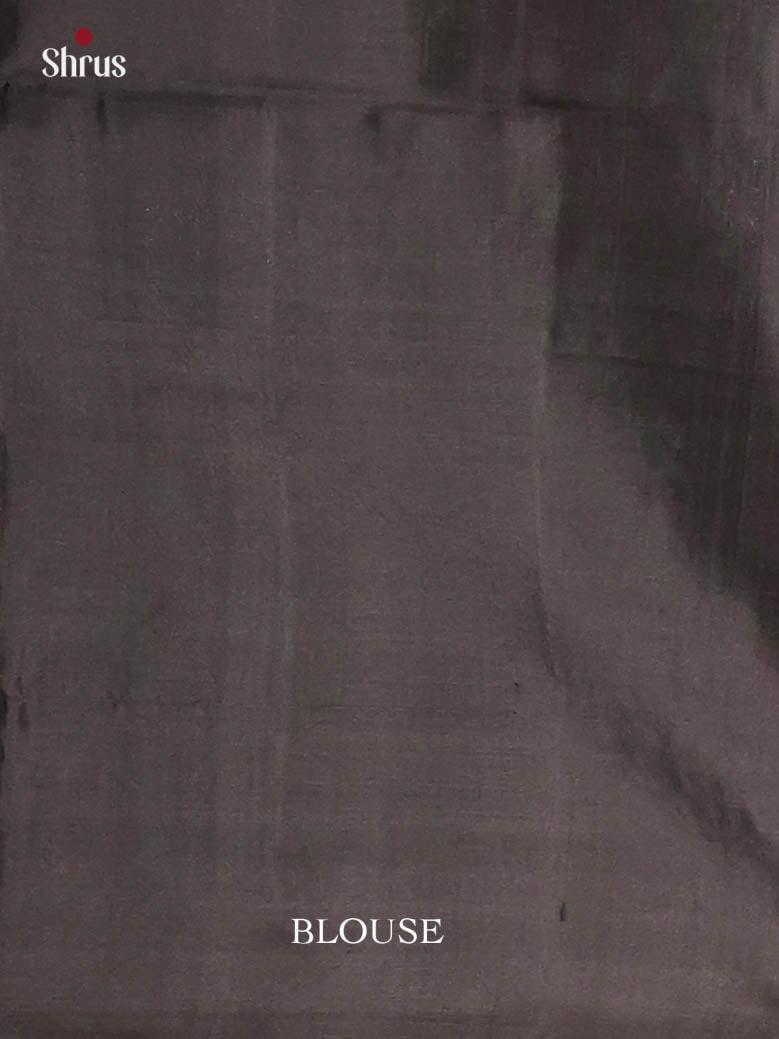 Gleaming Black Soft Silk Saree With Golden Floral Blocks Motifs & Brocade Pallu-2