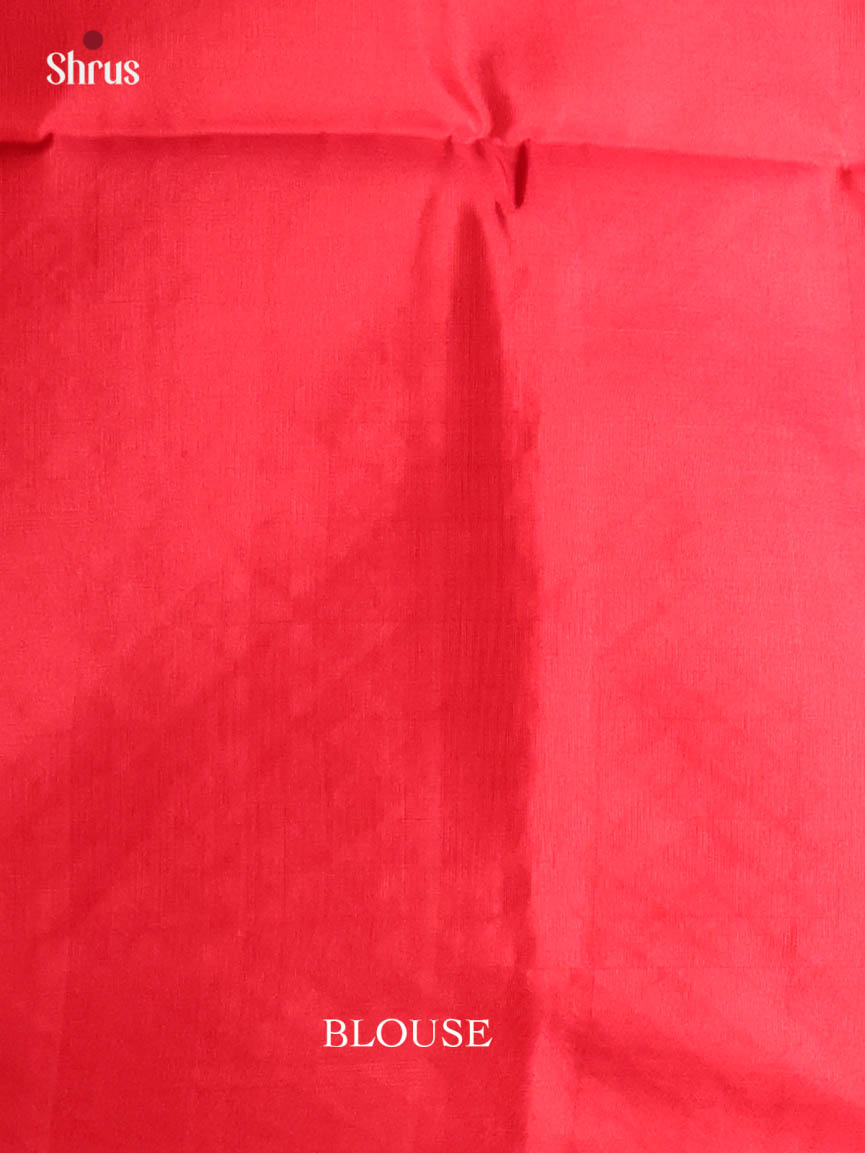 Fiery Red Soft Silk Saree with Mandala Floral Block Motifs & Zari Brocade Pallu-2