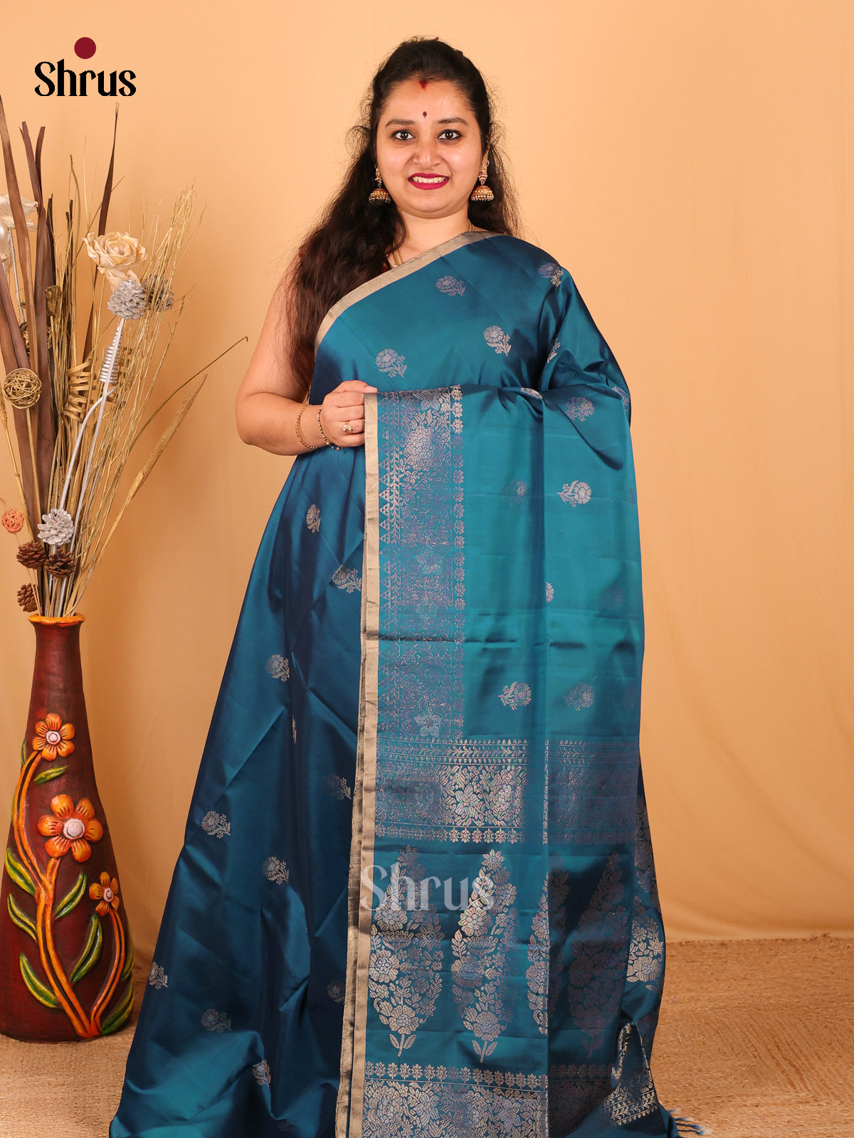 Blue(single Tone)- Soft Silk Saree - Shop on Shrus.com