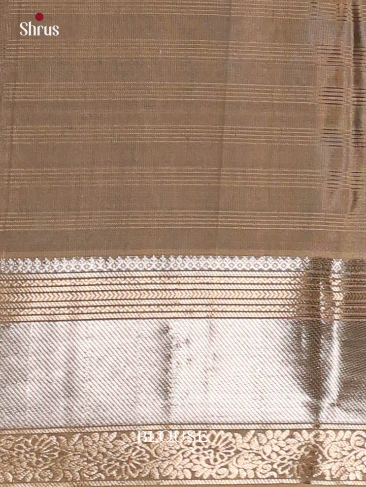 Mystique Black Soft Silk Saree with Zari Buttas & Stripes, Taupe Border & Pallu-2