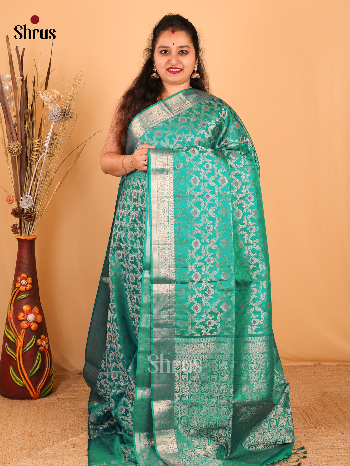 Green(Single Tone) - Soft Silk Saree - Shop on Shrus.com
