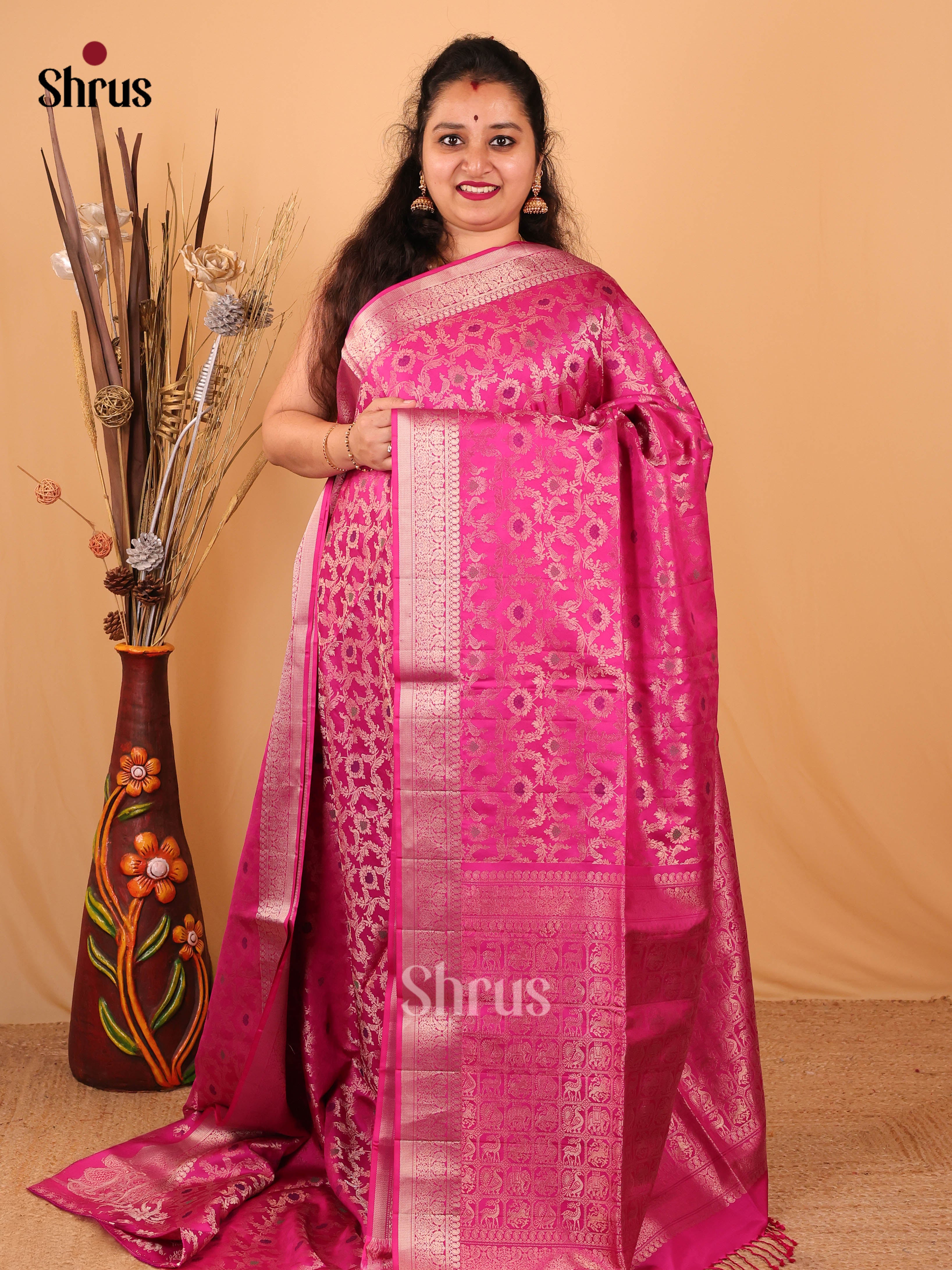 Majenta(single Tone)- Soft Silk Saree - Shop on Shrus.com
