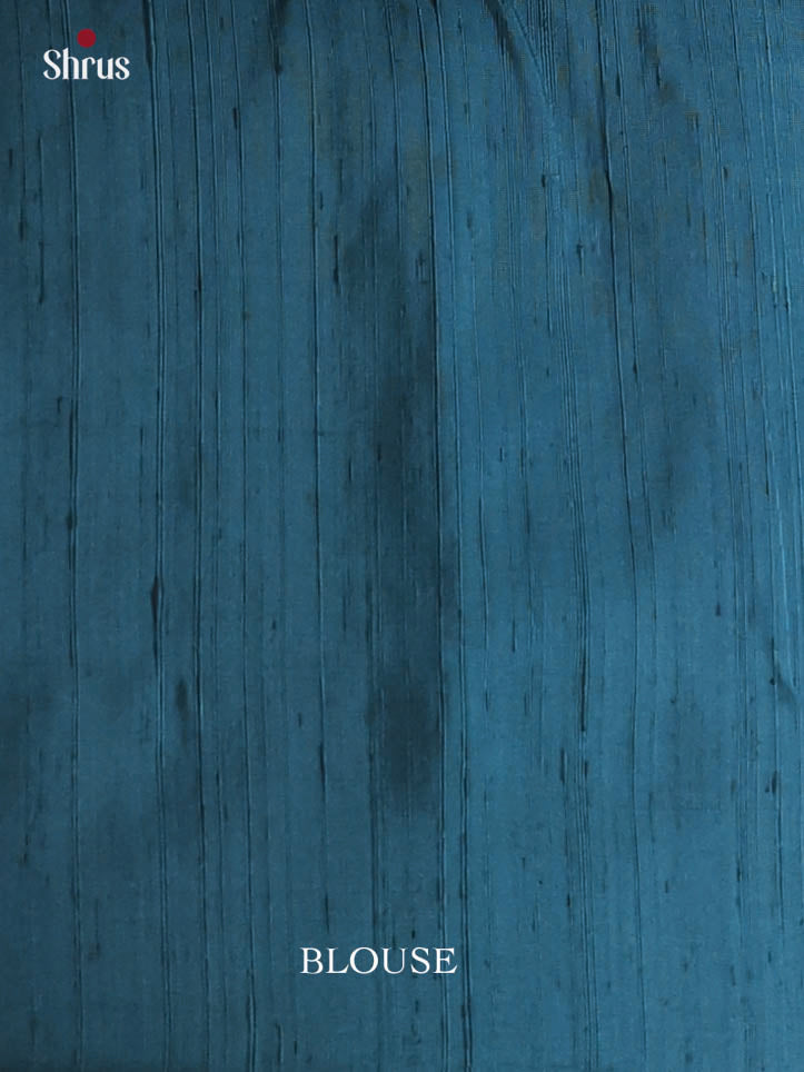 Chic Peacock Blue Soft Silk Saree with Zari Triangles & Brocade Pallu-2