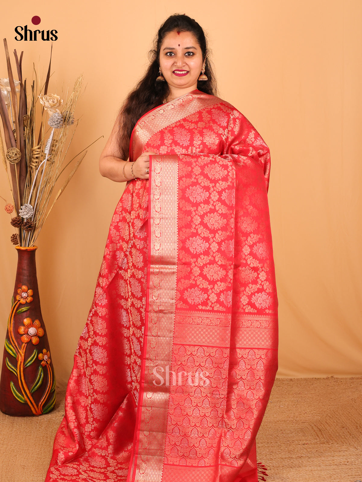 Red(Single Tone) - Soft Silk Saree - Shop on Shrus.com