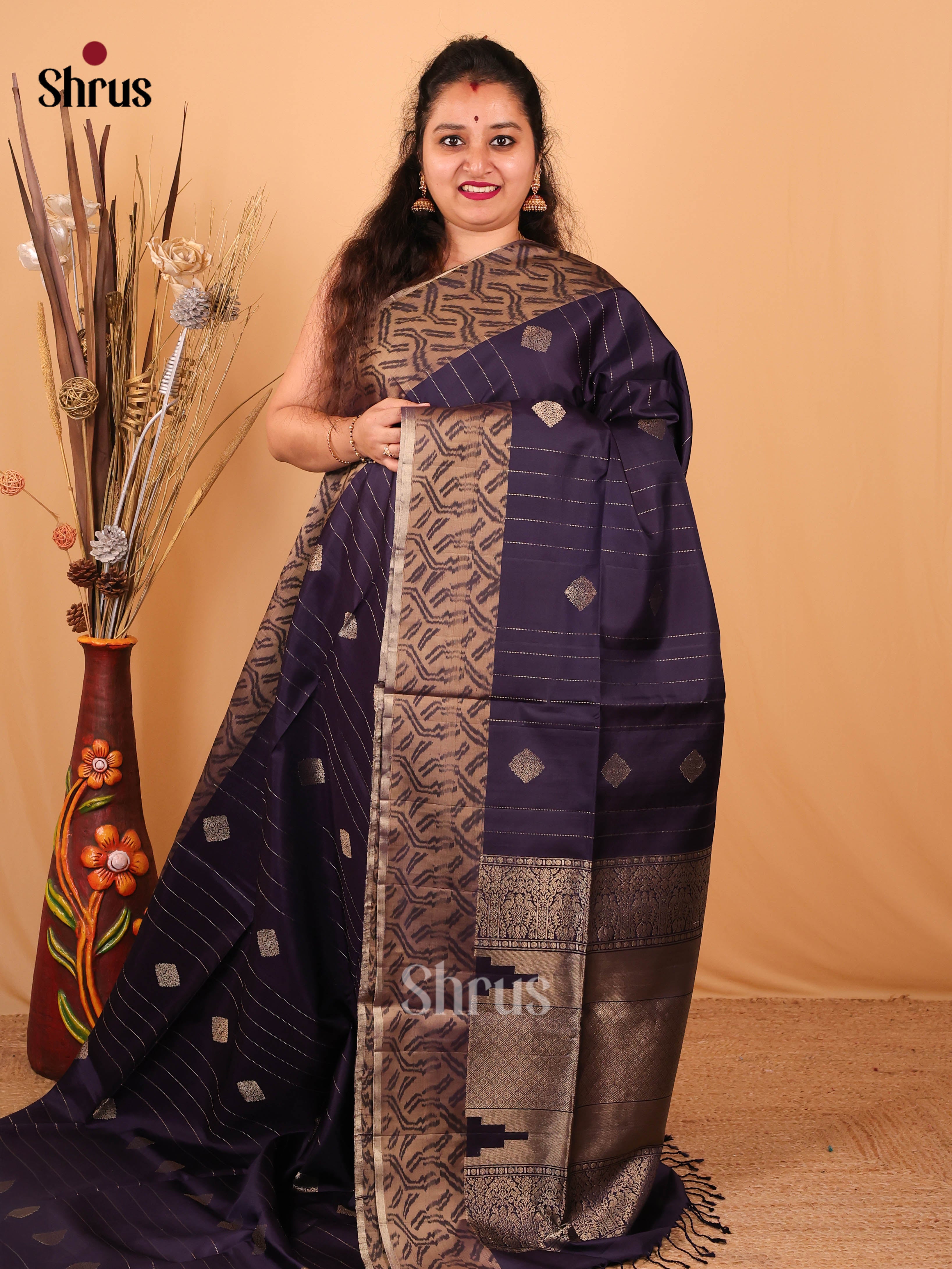 Ethereal Lavender Soft Silk Saree with Beige Zari Stripes and Floral Accents-1