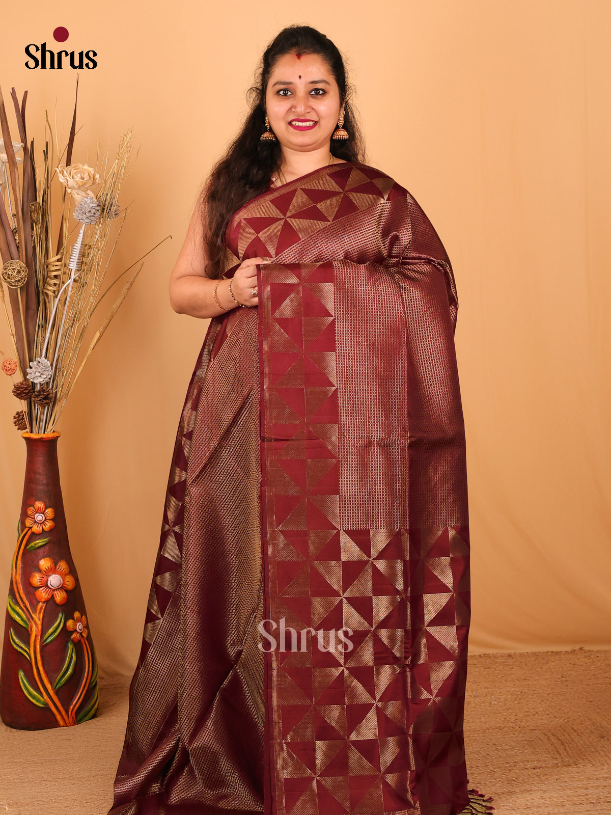 Maroon(Single Tone)- Soft Silk Saree - Shop on Shrus.com