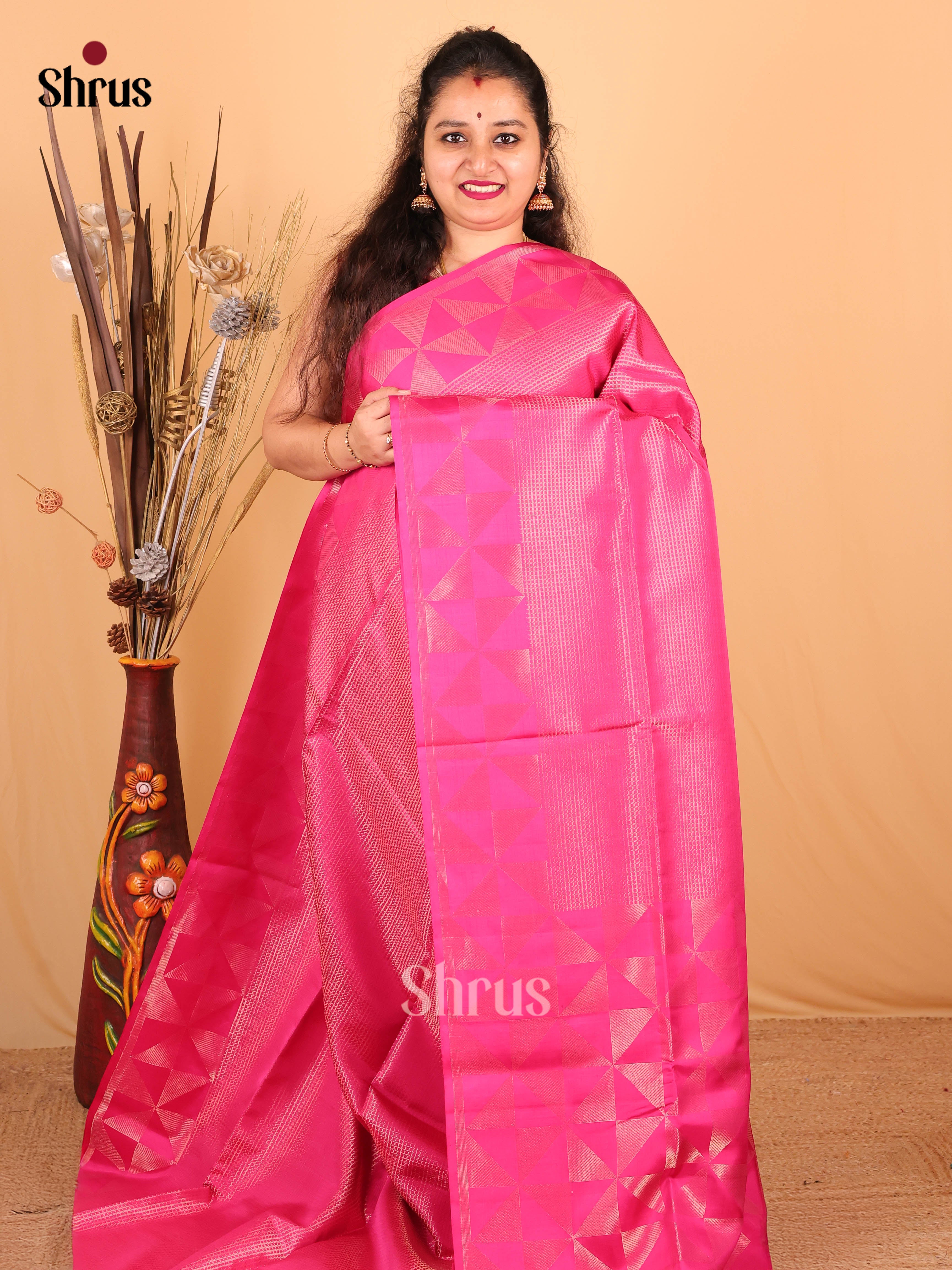 Pink(Single tone) - Soft Silk Saree - DBS07188 - Shop on Shrus.com