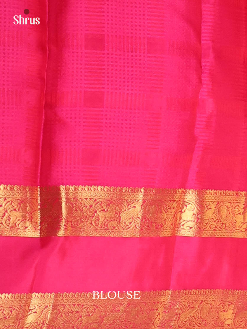 Mango Yellow & Pink - Kanchipuram silk Saree - Shop on Shrus.com