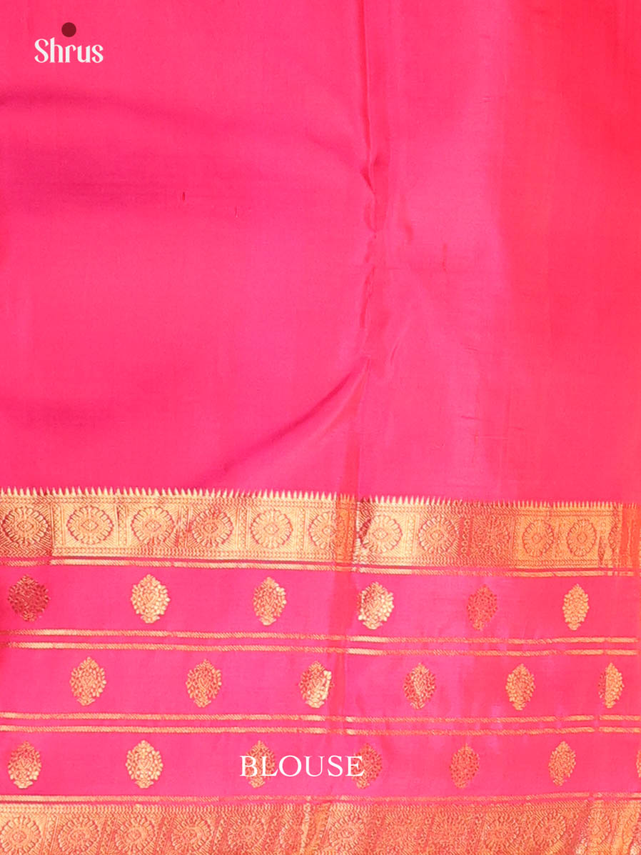 Orange & Pink - Kanchipuram silk Saree - Shop on Shrus.com