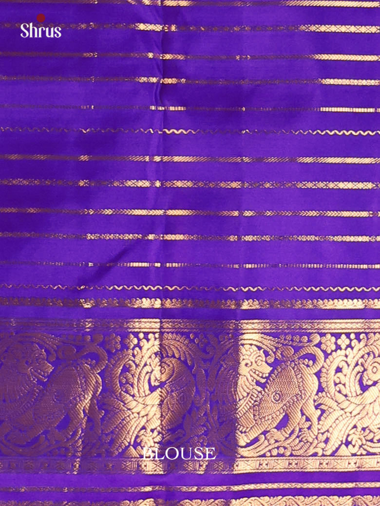 Mint Green & Purple - Kanchipuram silk Saree - Shop on Shrus.com