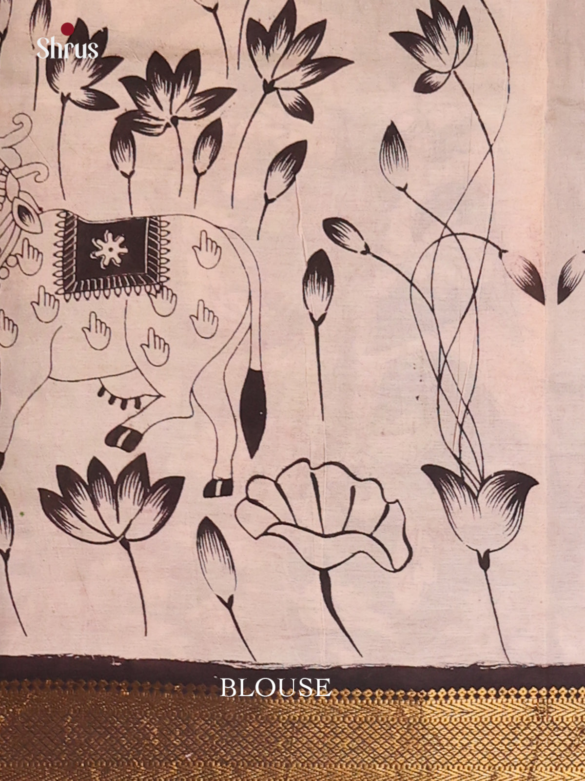 Black & White - chennur-kalamkari Saree - Shop on Shrus.com