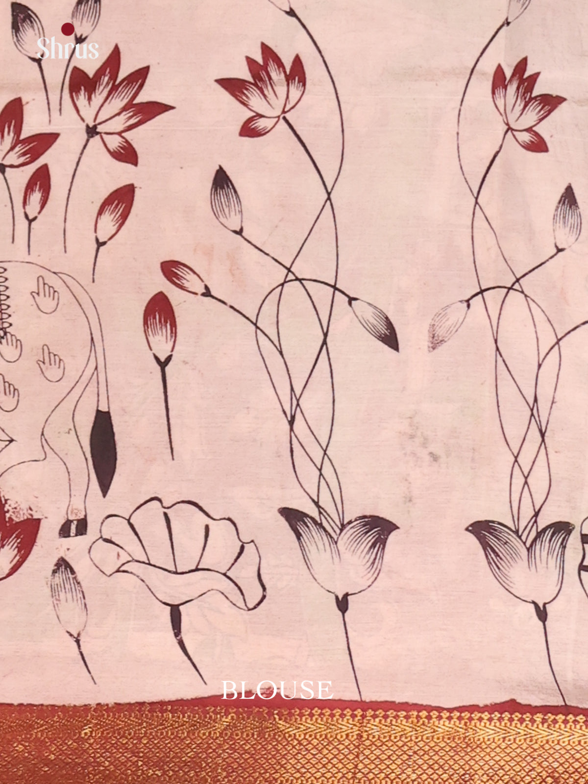 Brown & White - chennur-kalamkari Saree - Shop on Shrus.com