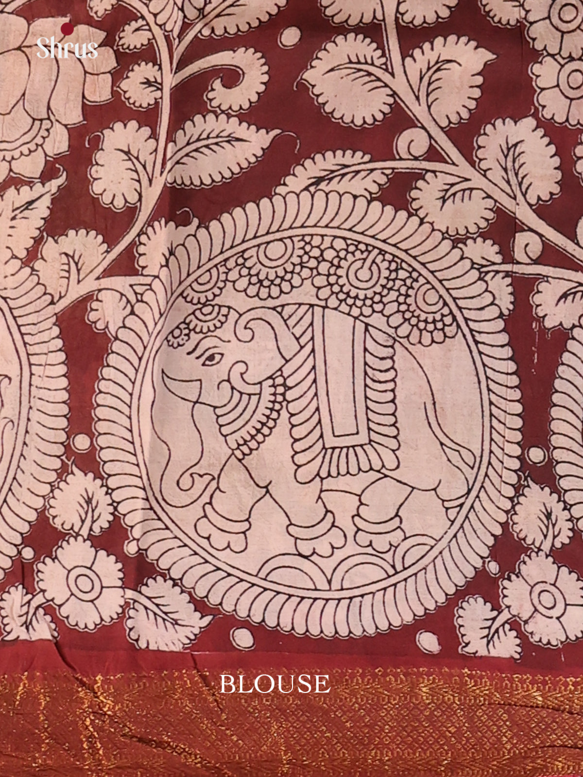 White & Maroon- chennur-kalamkari Saree - Shop on Shrus.com