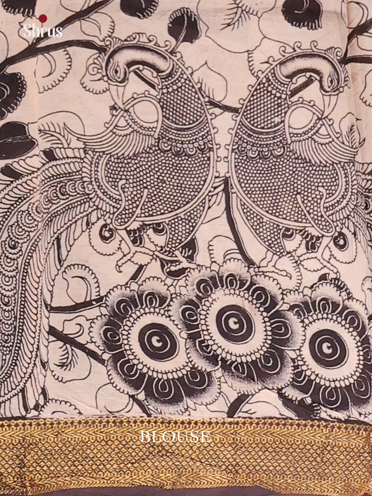 Black & White - chennur-kalamkari Saree - Shop on Shrus.com