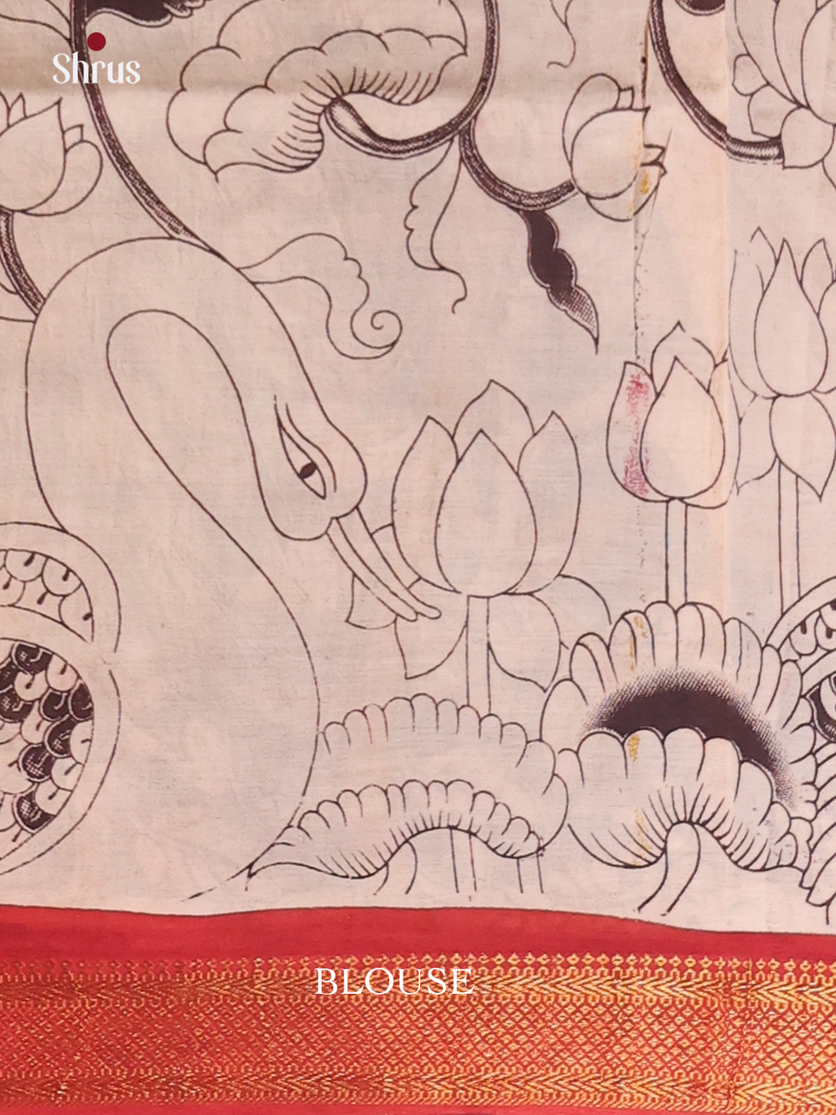 Black & Red- chennur-kalamkari Saree - Shop on Shrus.com