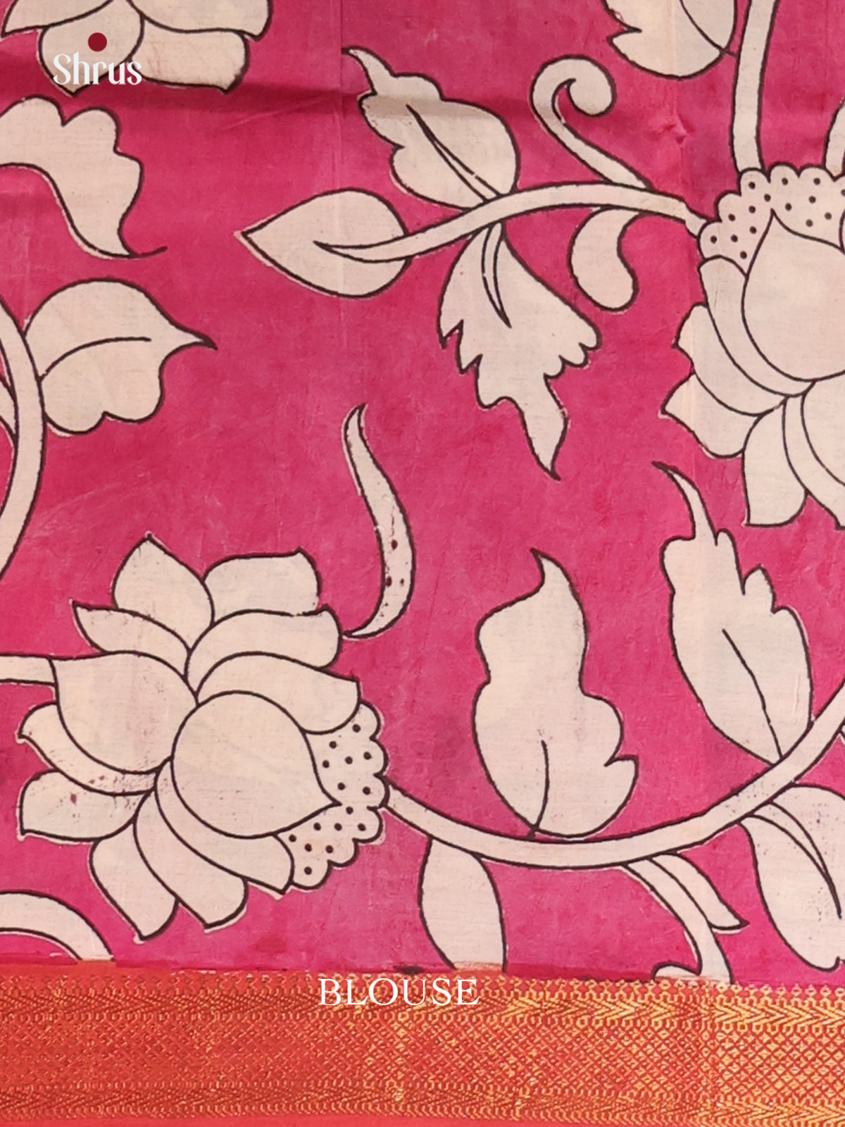 Cream & Pink- chennur-kalamkari Saree - Shop on Shrus.com