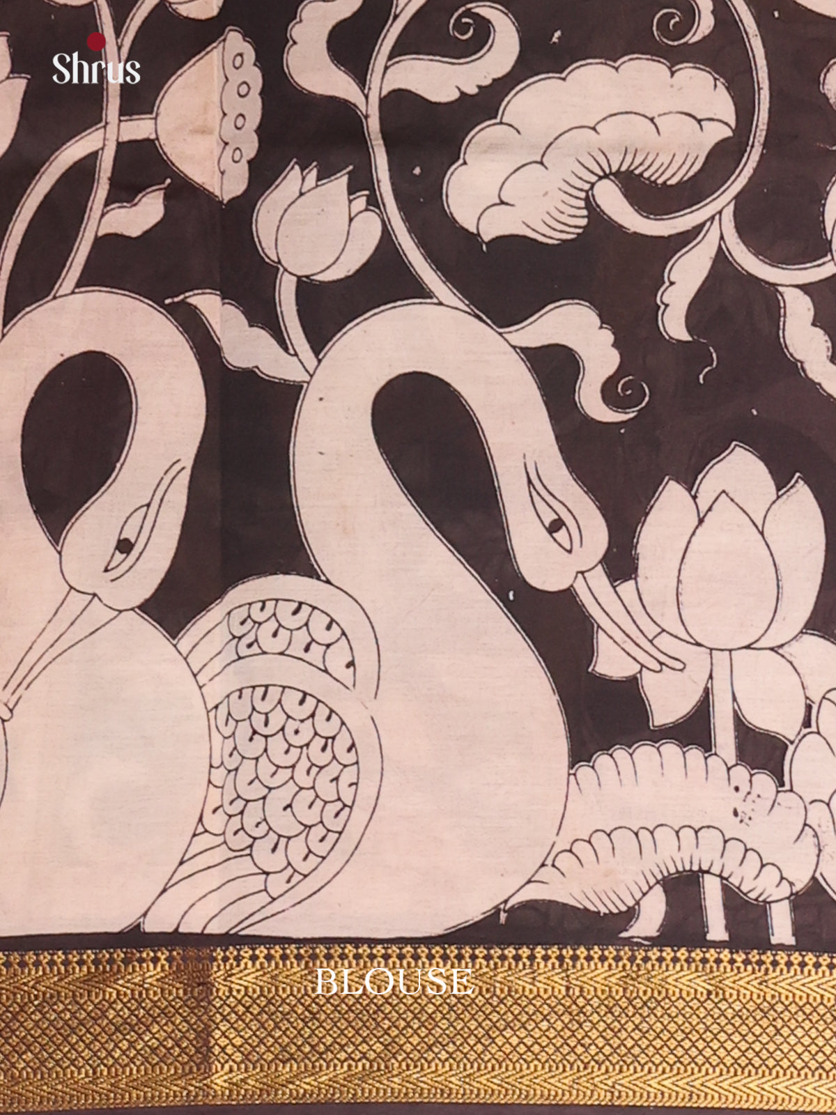 Cream & Black - chennur-kalamkari Saree - Shop on Shrus.com