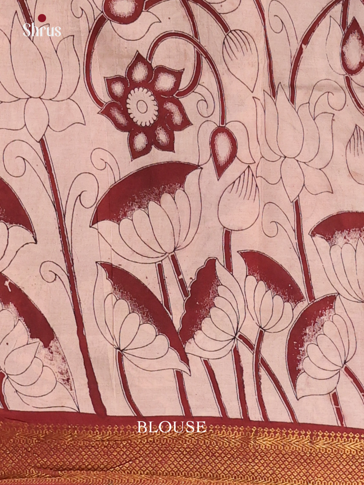 Maroon & White- chennur-kalamkari Saree - Shop on Shrus.com