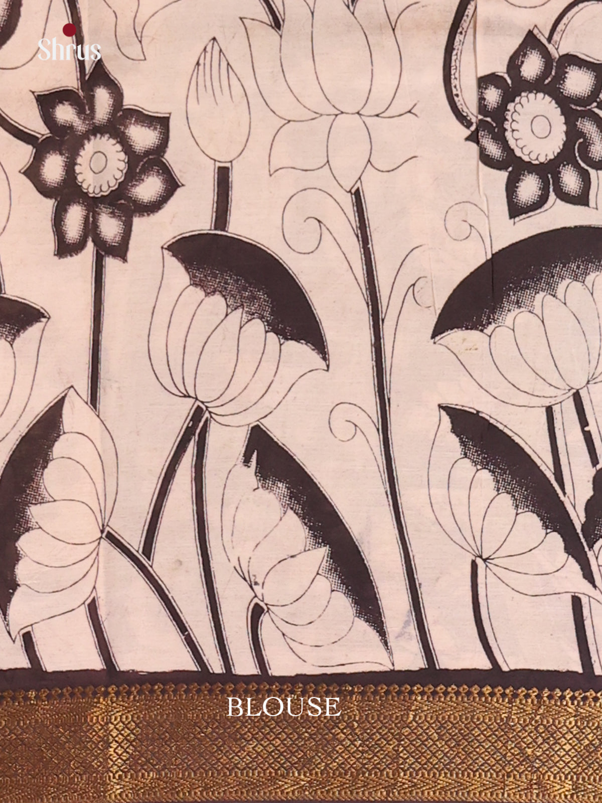 Black & Cream - chennur-kalamkari Saree - Shop on Shrus.com