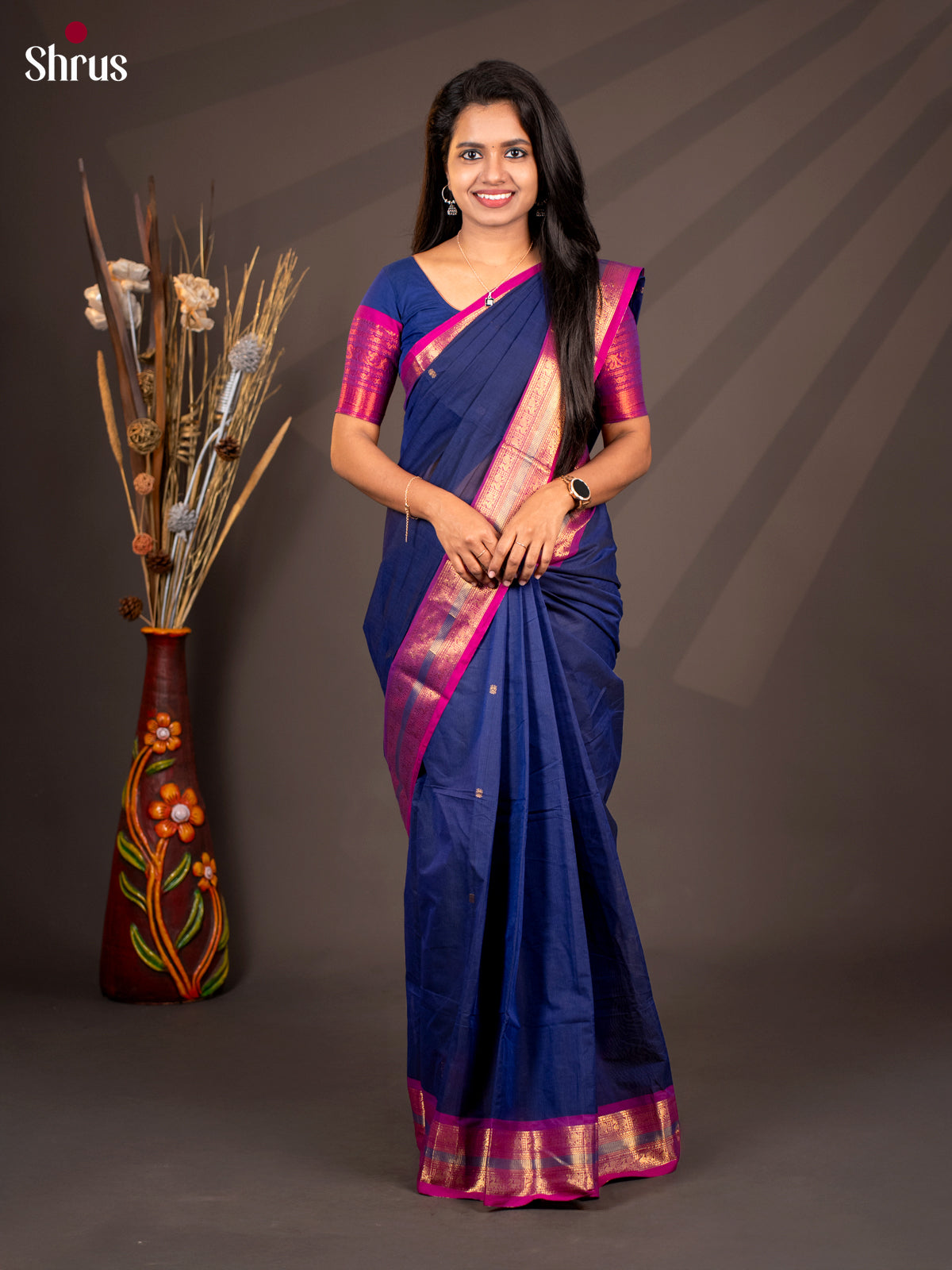 Violet & Purple - Chettinad Cotton Saree - Shop on Shrus.com